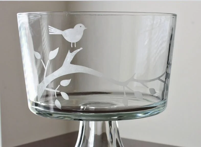 JWC Etched Glass Salad Bowl