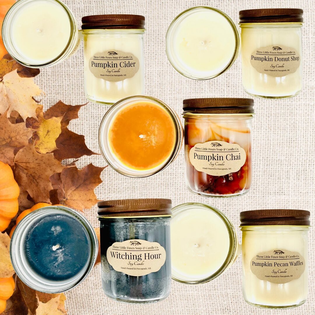 New 🎃 scents are dropping tomorrow (Tuesday, Oct 4) but these are limited edition! Only 2 small candles of each fragrance are available and they do go quickly. Available only at The Menagerie on Market in Pascagoula (or pm to order). We welcome cust