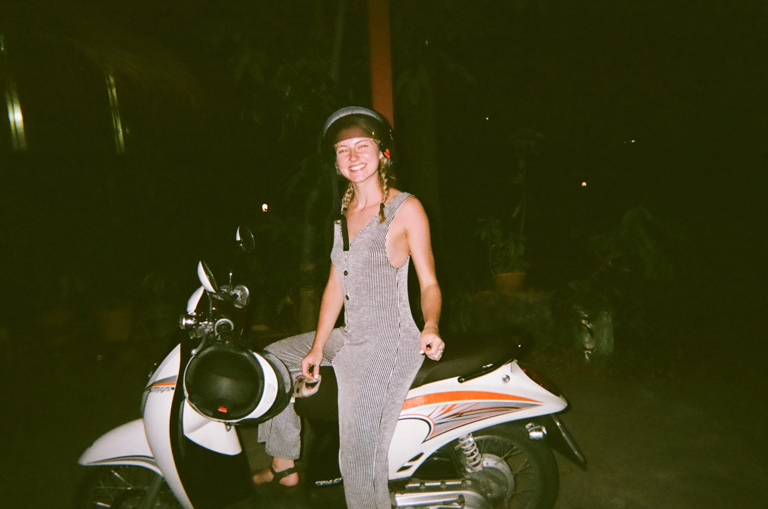  Our scooter  Jen  from the 3 days in Pai - this night we went searching for a party we heard in the distance. Found nothing but successfully scootered in the dark.&nbsp; 