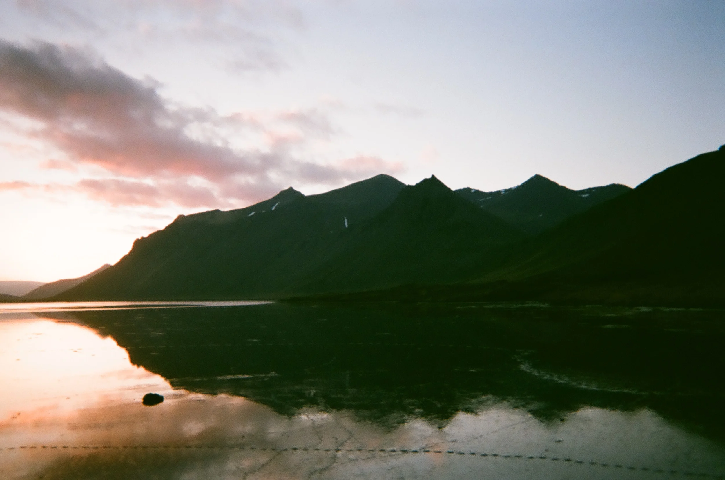  A night I’ll always be looking back on.. Our first real sunset - we were RACING to get here before the sky changed from pink to blue. Needless to say we made it and we were too excited we ran out leaving the van doors open. It was such a magical nig