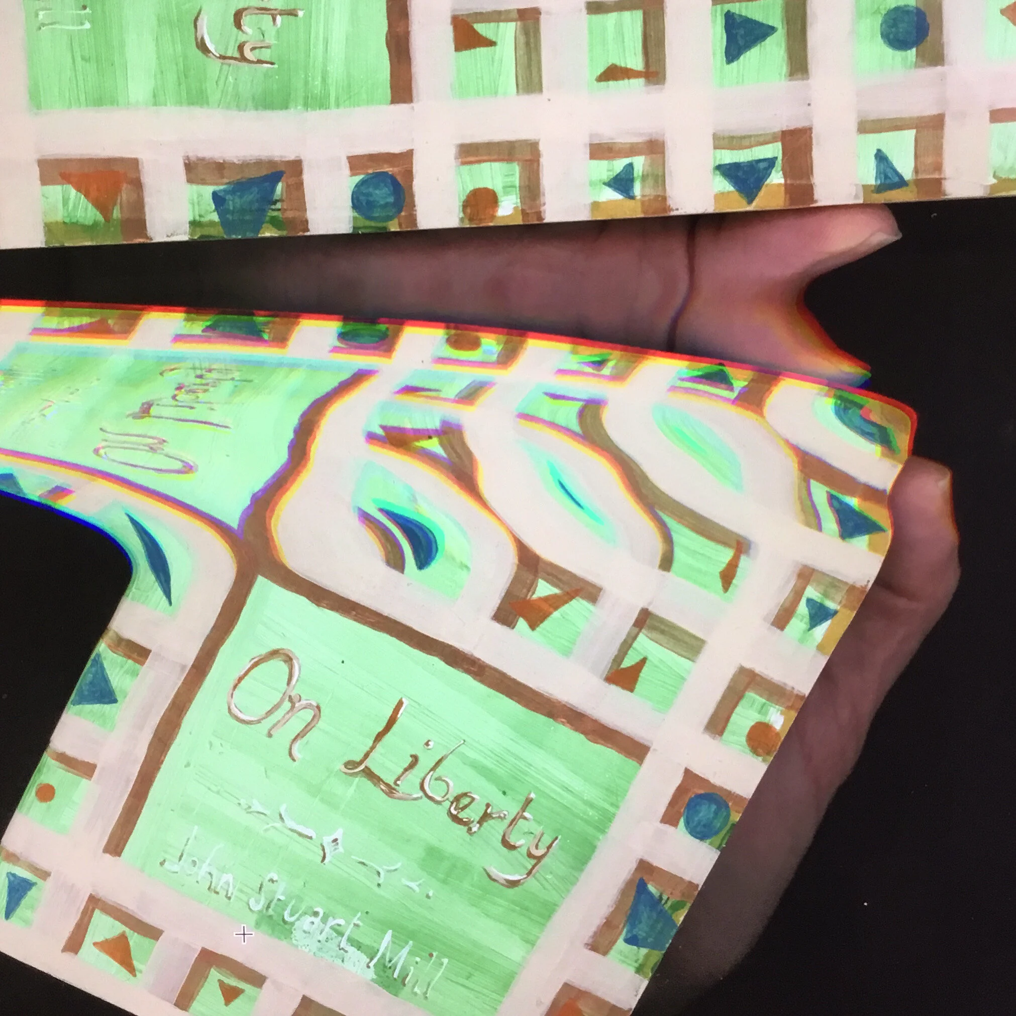 On Liberty. Acrylic on charity shop paperback book. 2021