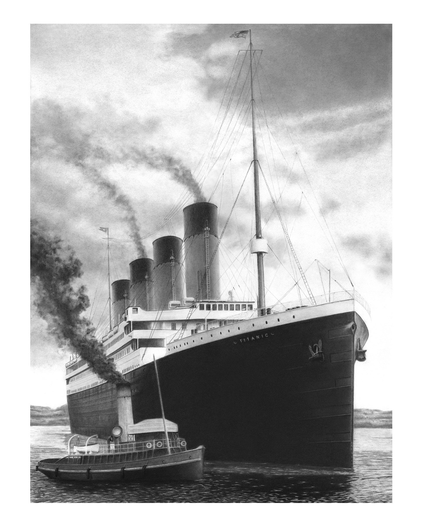 112 years ago today, the R.M.S. Titanic pulled away from Southampton, England and her maiden voyage officially began. This pencil drawing is my interpretation of that moment. Just 5 days later, she would be gone. 

#titanic #pencil #drawing #titanica