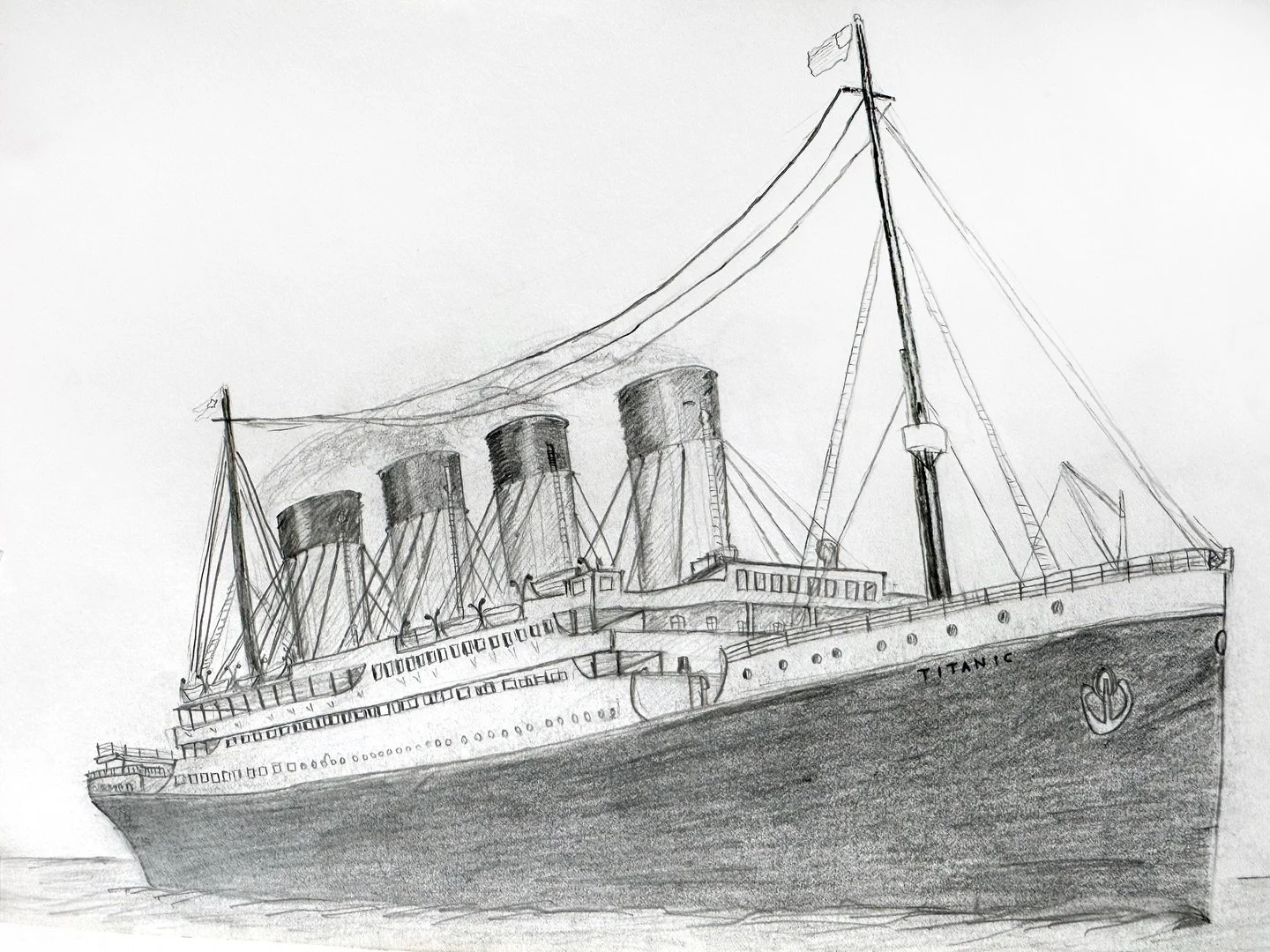 How it started ➡️ How it&rsquo;s going.

I recently came across this drawing of the Titanic I did as a kid. Capturing her graceful lines and many details always intimidated me, and this is the only time I recall where I truly tried to draw the ship o