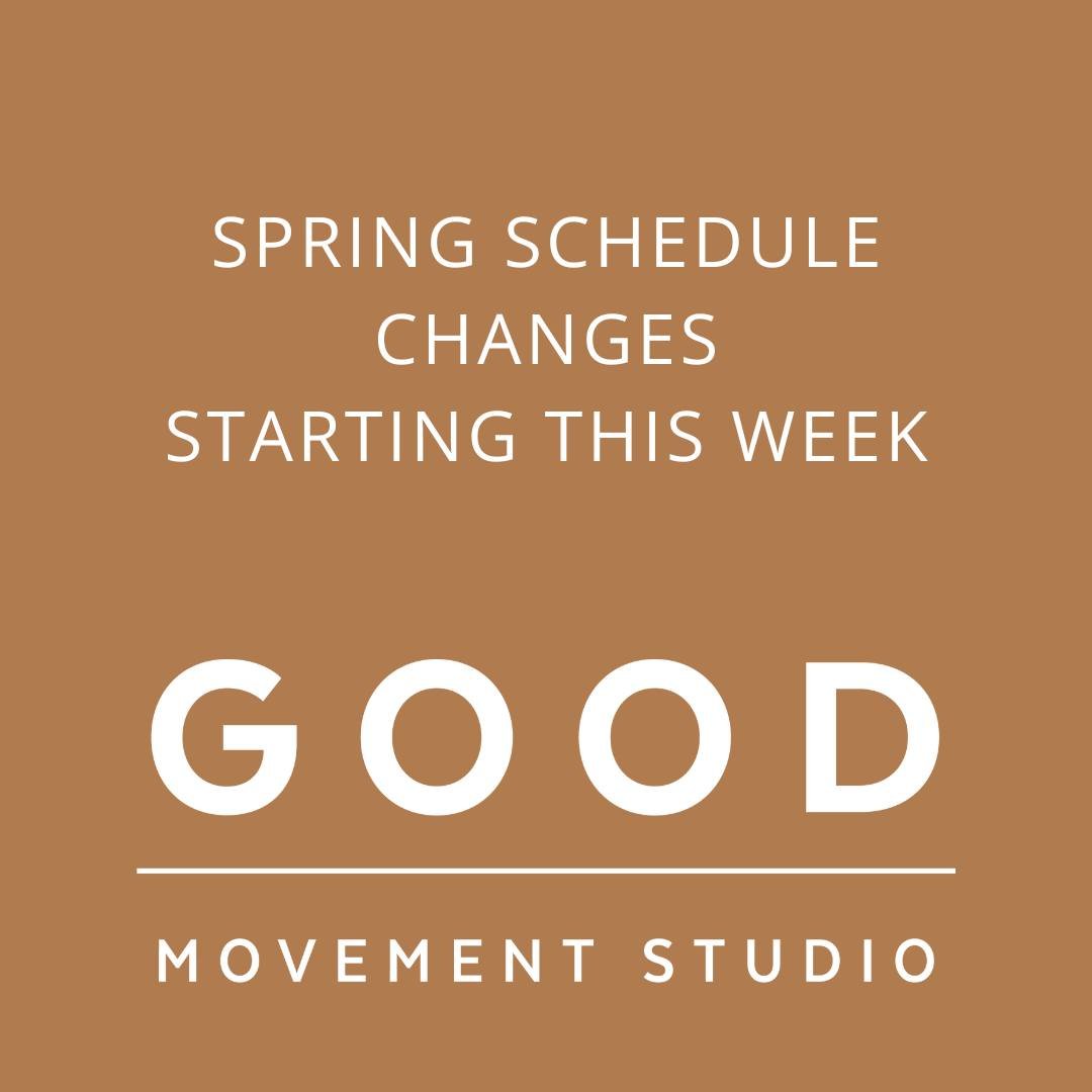 Spring Schedule Begins This Week.
New Classes:
🌞Tuesdays at 4:00 pm: Reformer Class with Becky
🌞Thursdays at 4:00 pm: Reformer Class with Becky
🌞Thursdays at 4:00 pm: Strength/Fitness/Conditioning Class with RJ

Don't miss the Fun/ctional Feet Wor