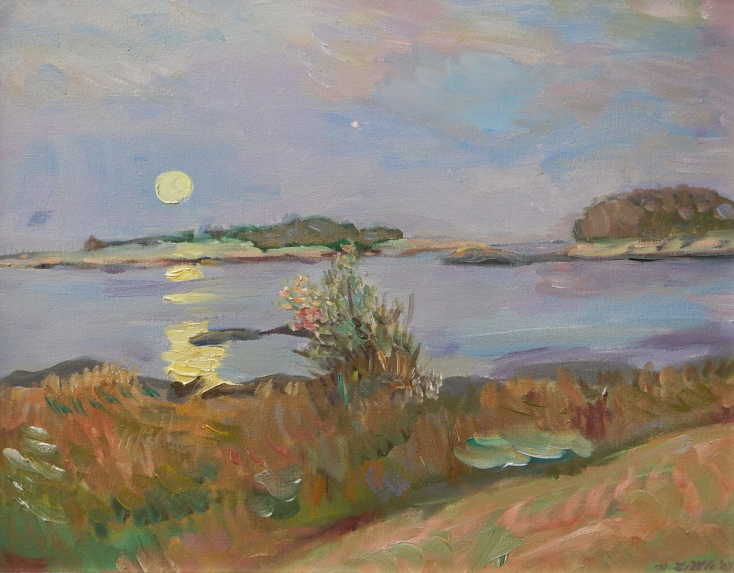  Moonrise, Corea, oil on canvas, 16 x 20 inches 