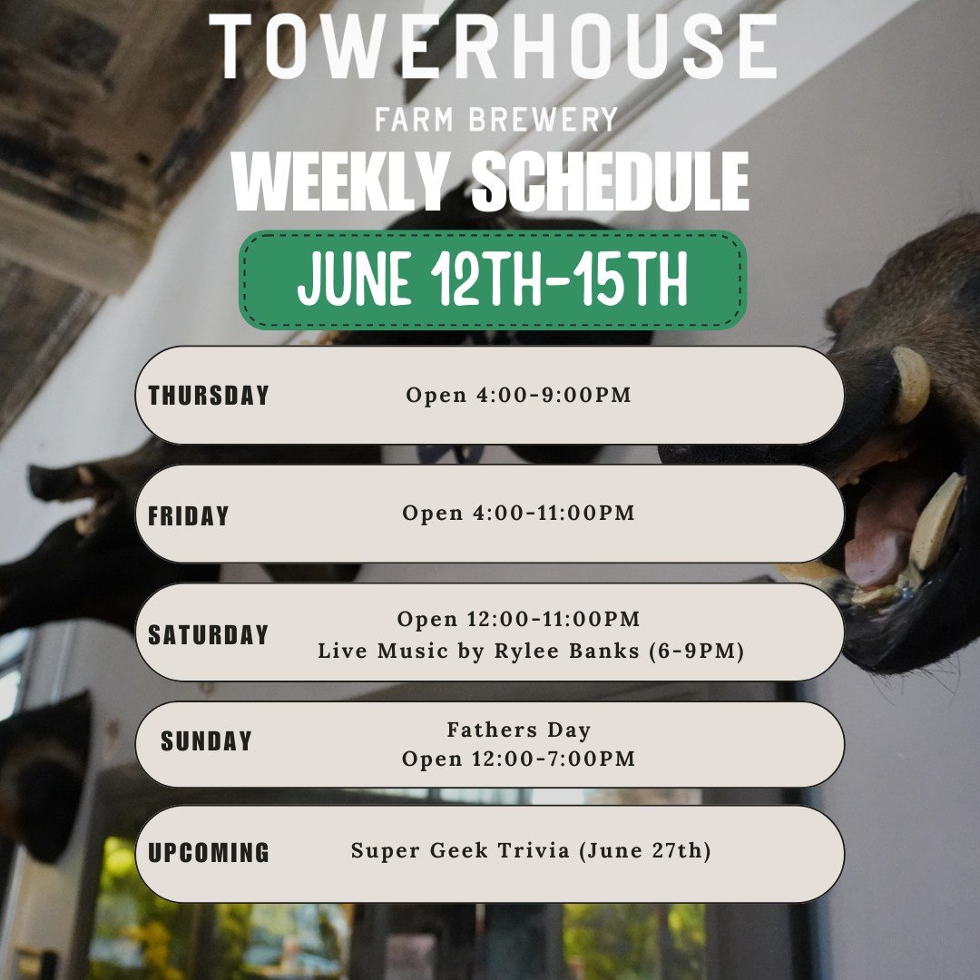 This week&rsquo;s schedule is business as usual! We&rsquo;re open Thursday through Sunday, so come hang out with us! Catch the talented Rylee Banks live Saturday night from 6&ndash;9pm, and with Father&rsquo;s Day coming up, why not treat Dad to a co