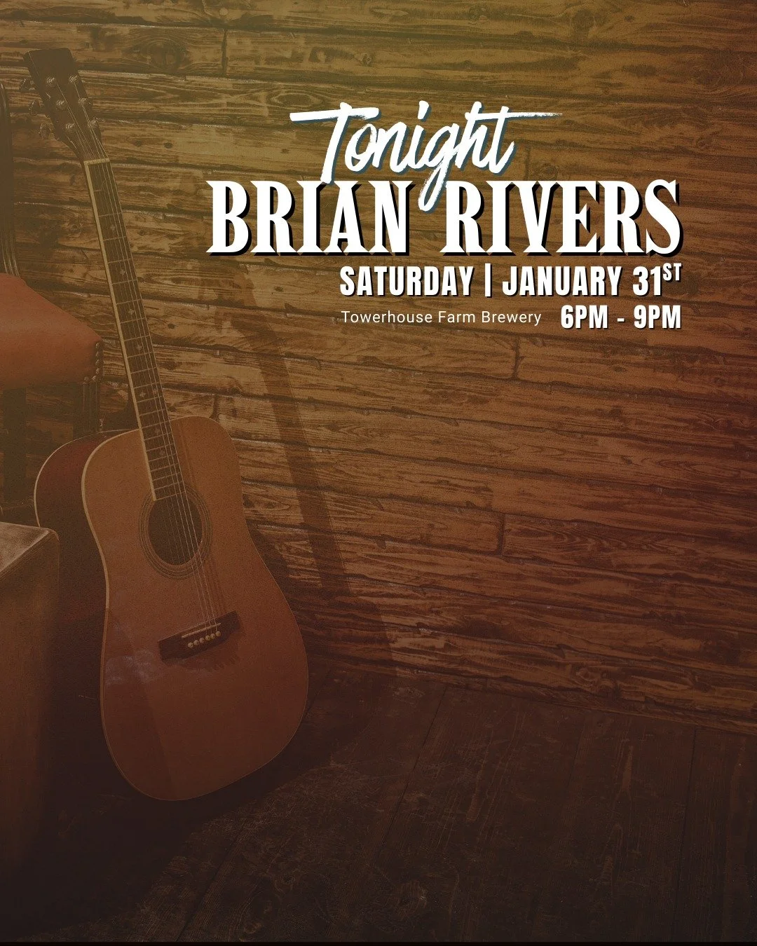 Brian Rivers will be performing this evening from 6-9PM. Plan your evening! Come early for drinks and dinner, stay for some great live music.