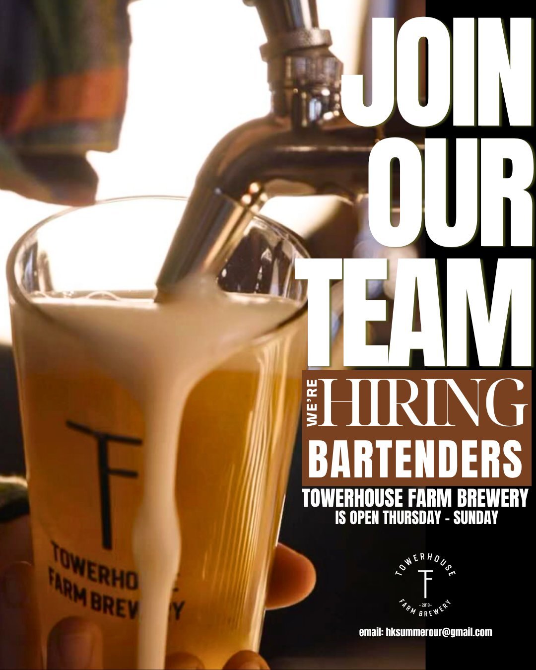 Summer is approaching! Join Our Team at Towerhouse Farm Brewery!�We&rsquo;re currently hiring bartenders to be part of our team in Gay, Georgia. The Brewery is open Thursday-Sunday. If you&rsquo;re passionate about hospitality and enjoy working in an