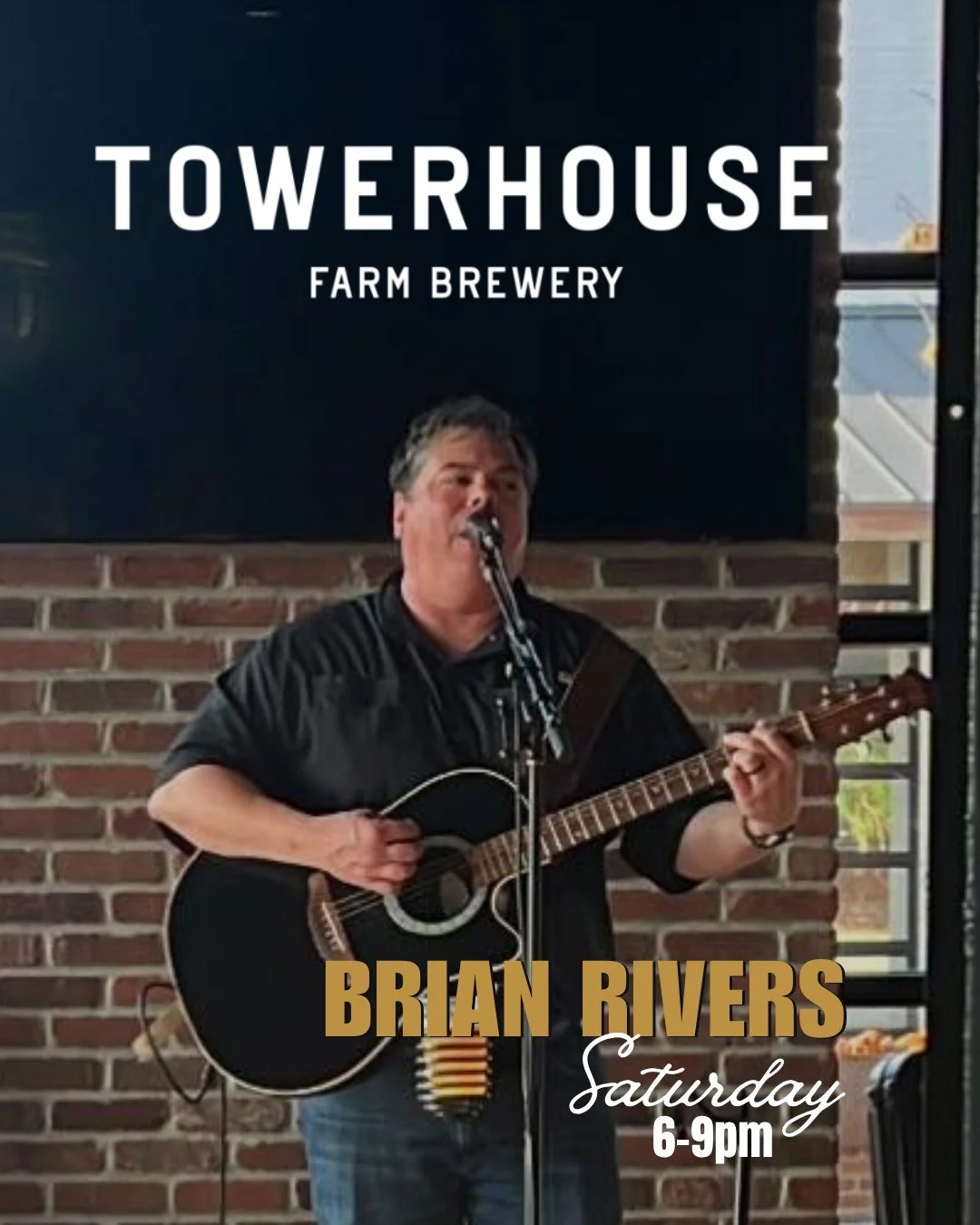 Saturday night, Brian Rivers is live on the Brewery stage from 6-9PM. Come have some dinner, kick back with a cold craft beer and enjoy the music!