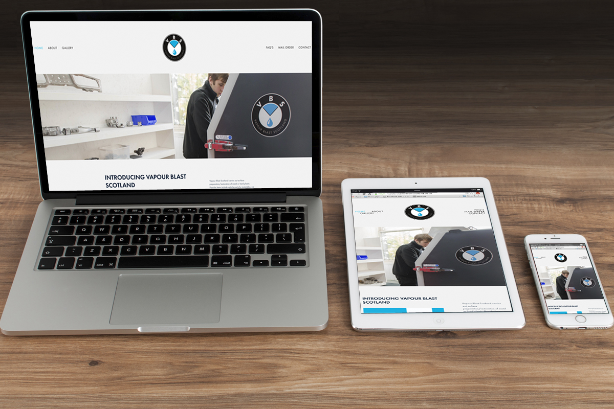 A website that we created for Vapour Blast Scotland