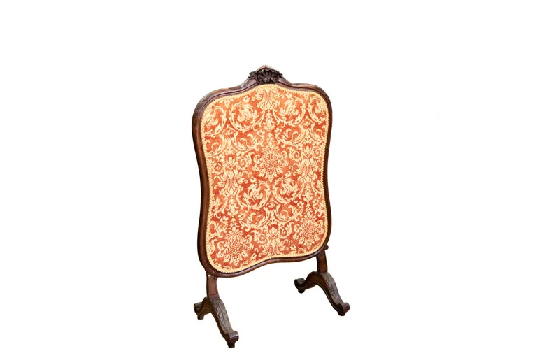 Carved Walnut French Fire Screen