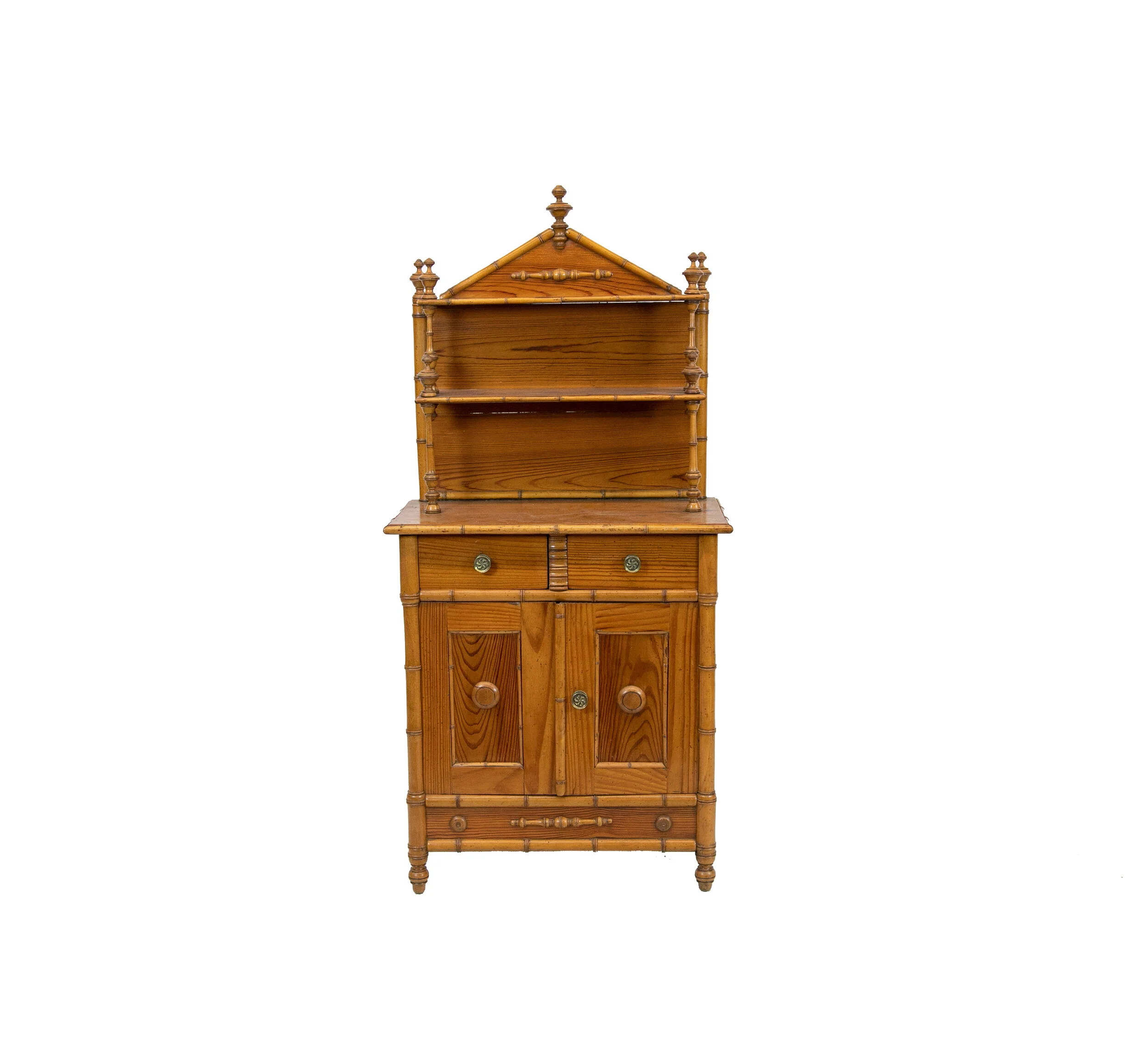 French Faux Bamboo Miniature Étagère Cabinet