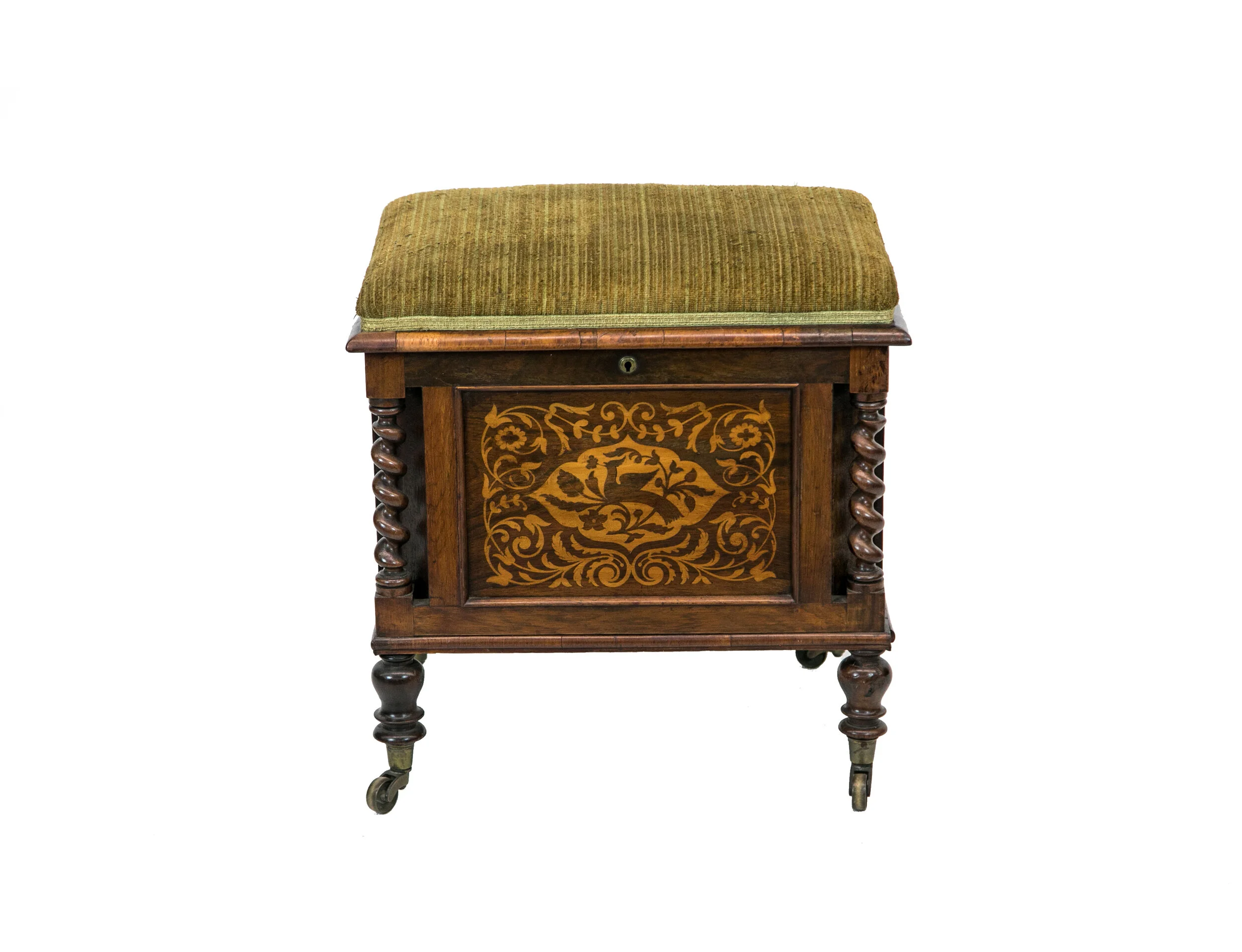 English Rosewood Barley Twist Upholstered Stool