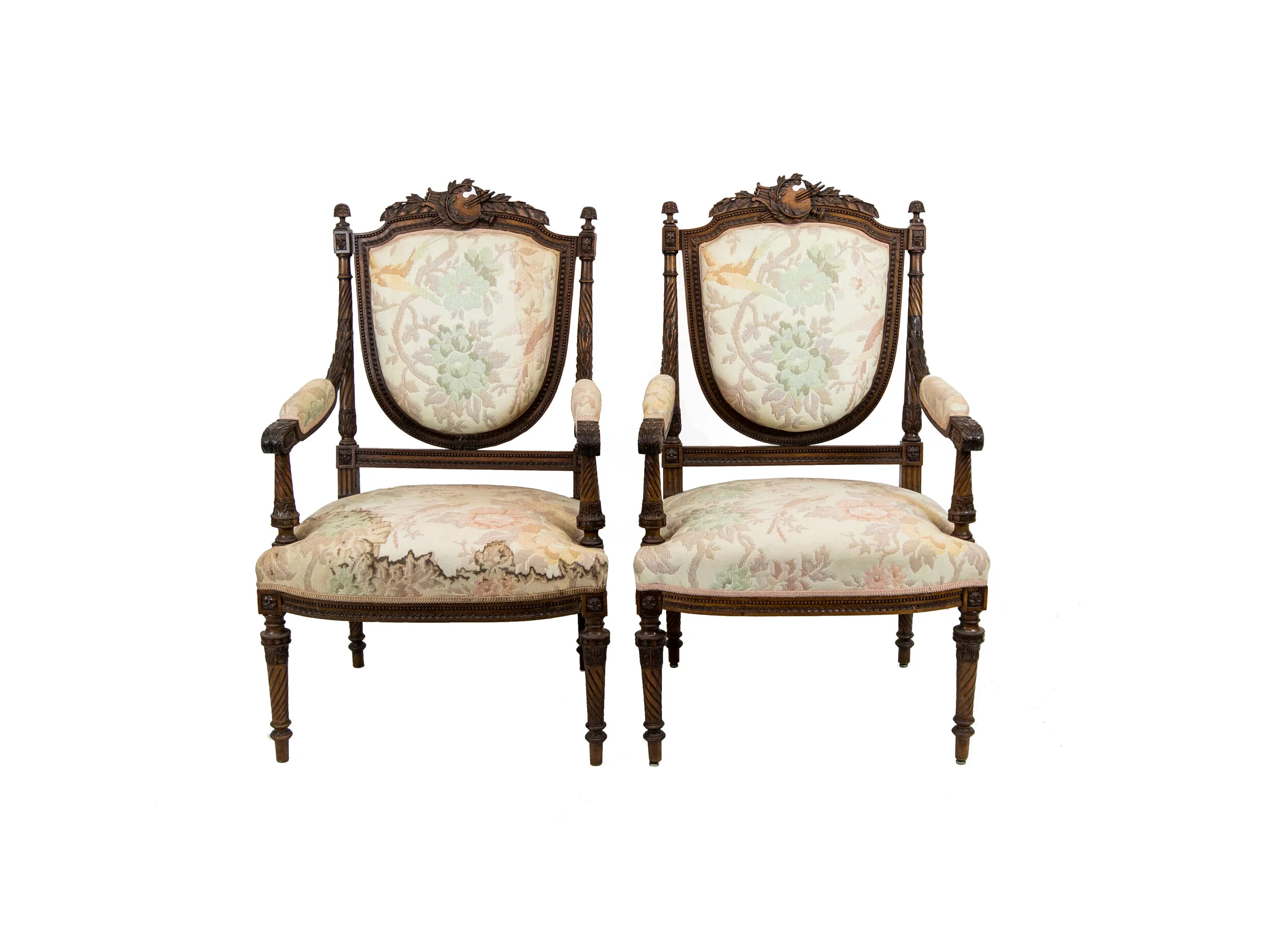 Pair of French Walnut Armchairs