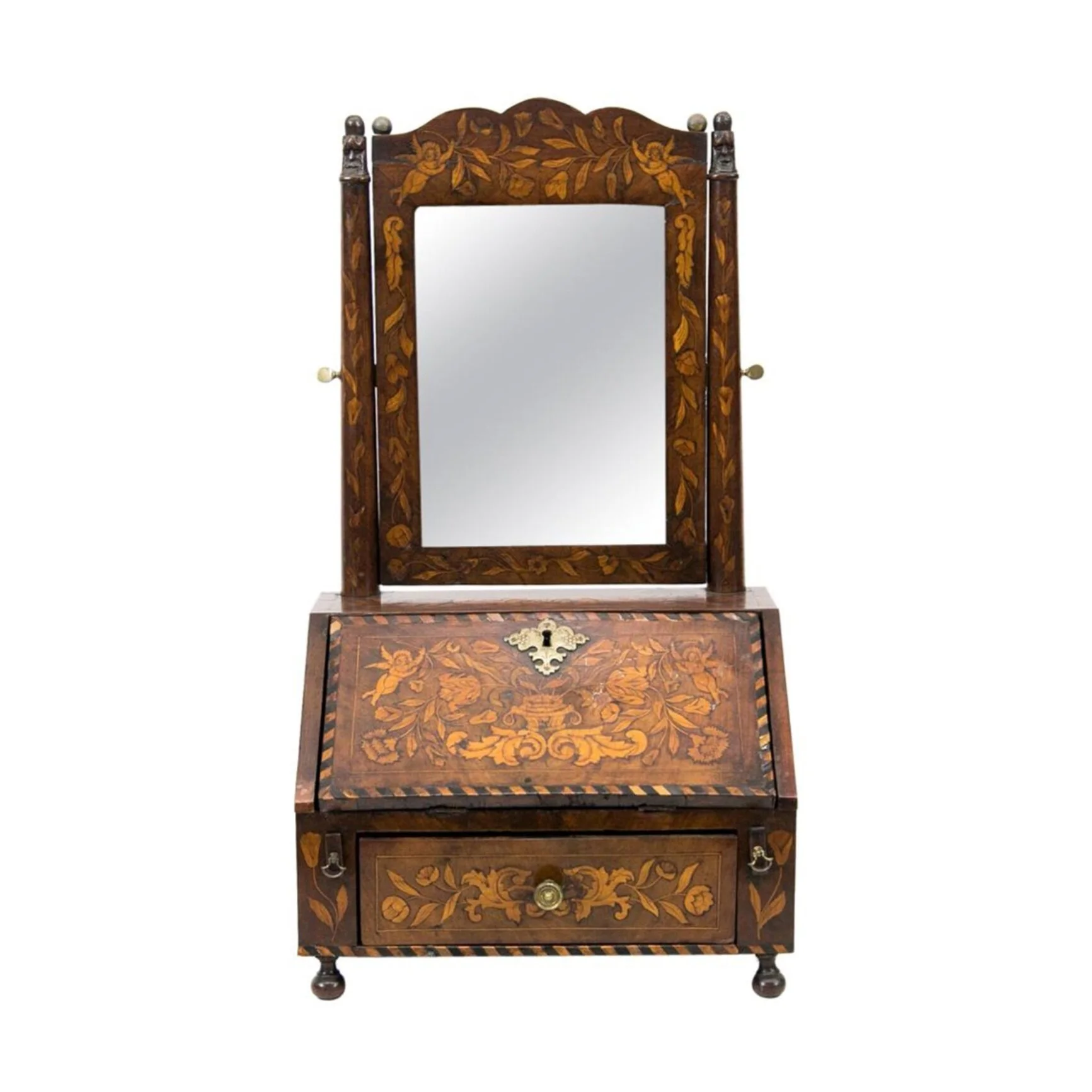 Dutch Marquetry Miniature Slant Top Desk