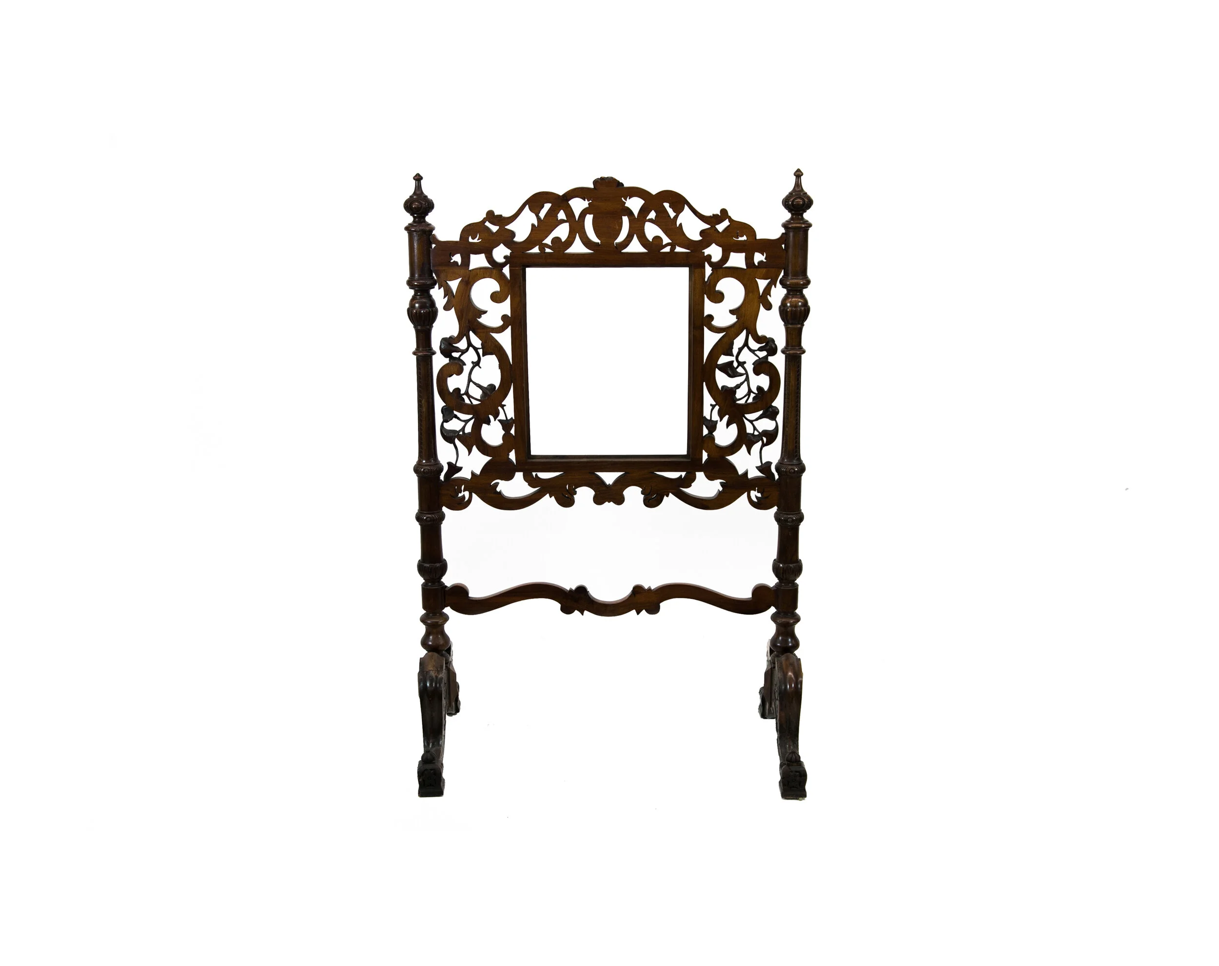 Carved English Walnut Fire Screen