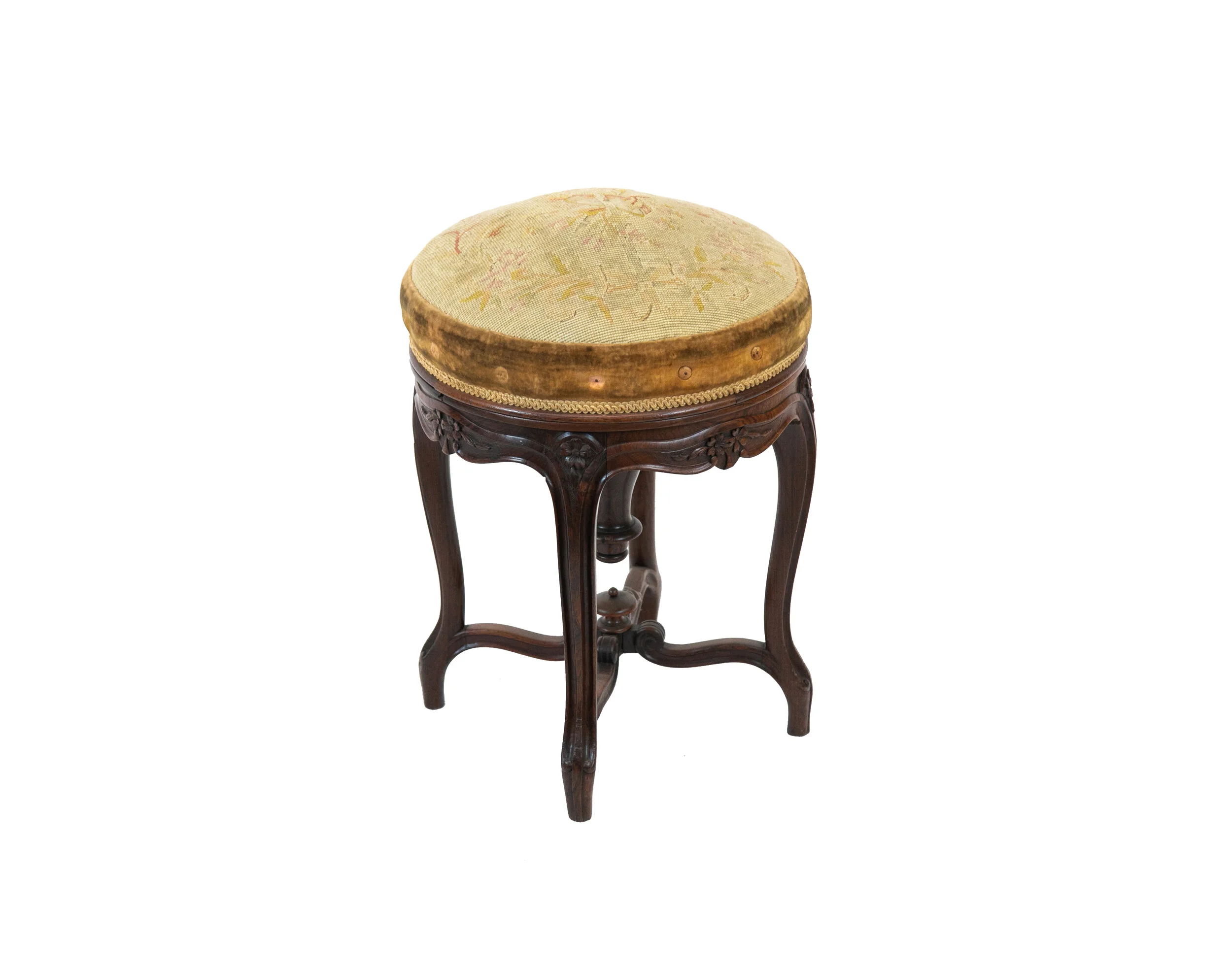 English Rosewood Cross Stretcher Stool