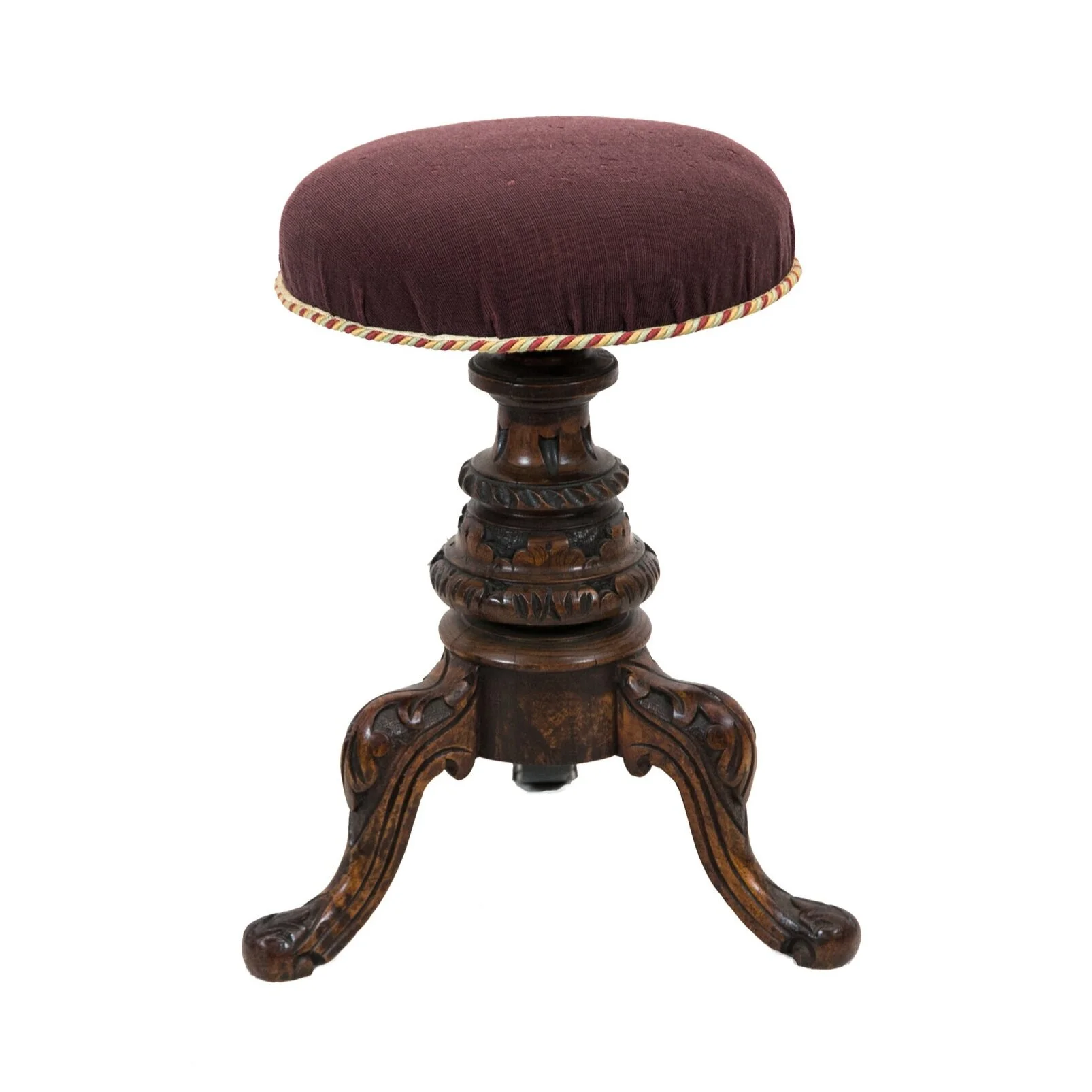Carved Victorian Revolving Piano Stool