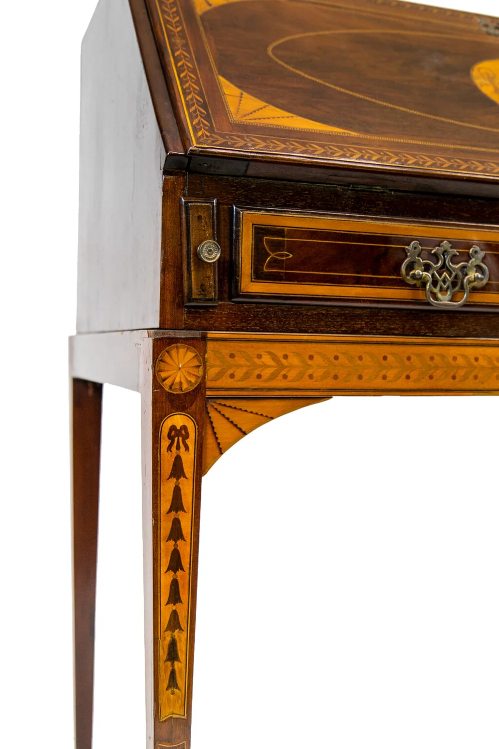 Inlaid English Mahogany Hepplewhite Slant Front Desk On Legs Boone S Antiques