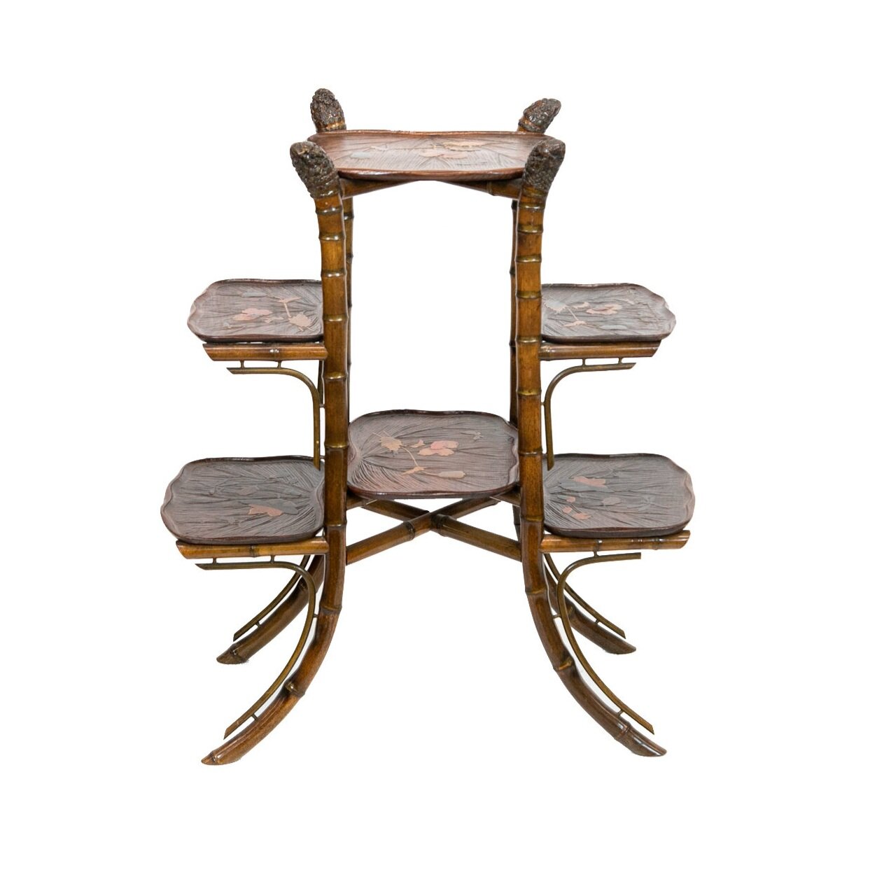 Bamboo and Lacquer Six-Tiered Shelf