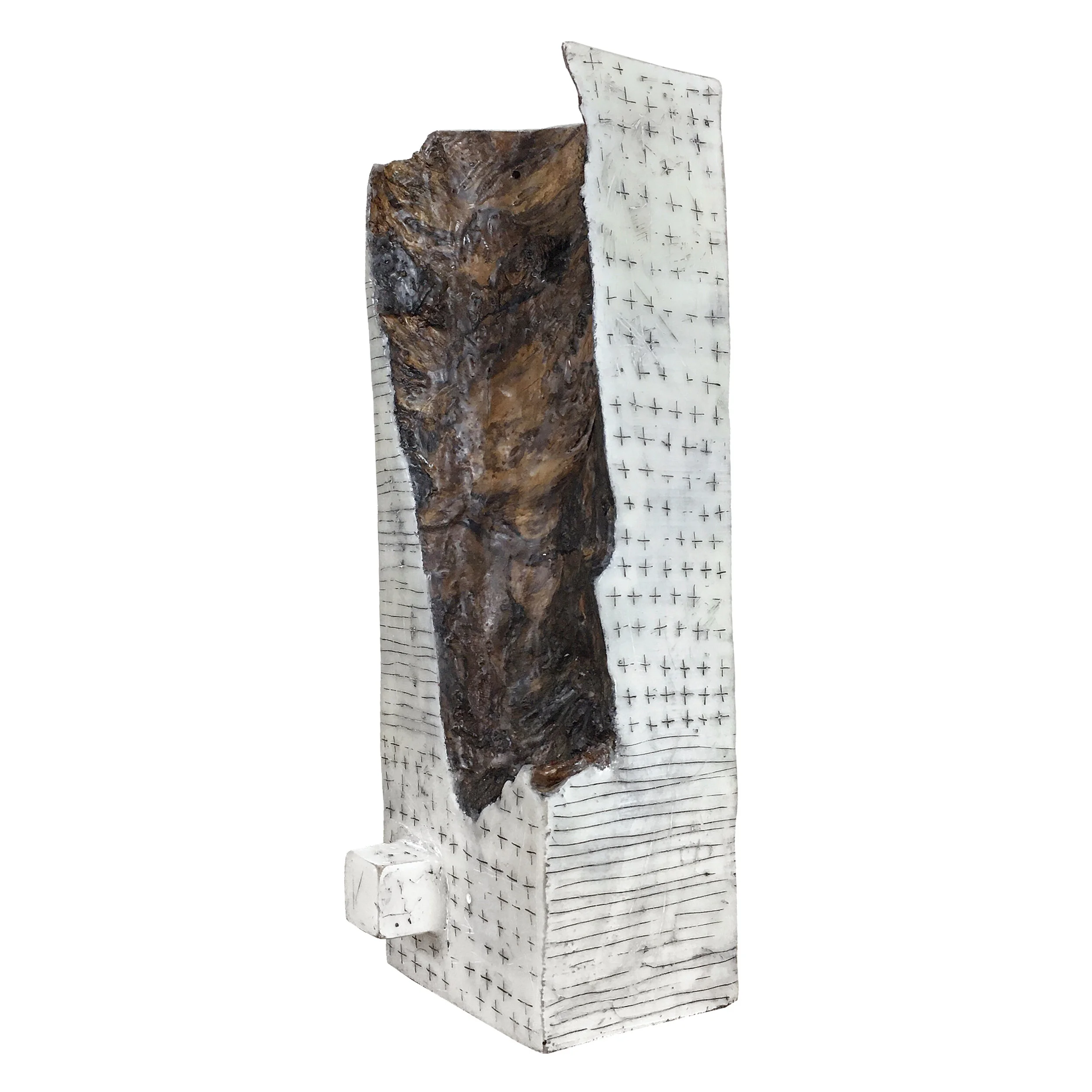 Minimalist Black White Wood Paint Encaustic Mixed Media Small Interior Sculpture Vermont Emerging Artist Athena Petra Tasiopoulos