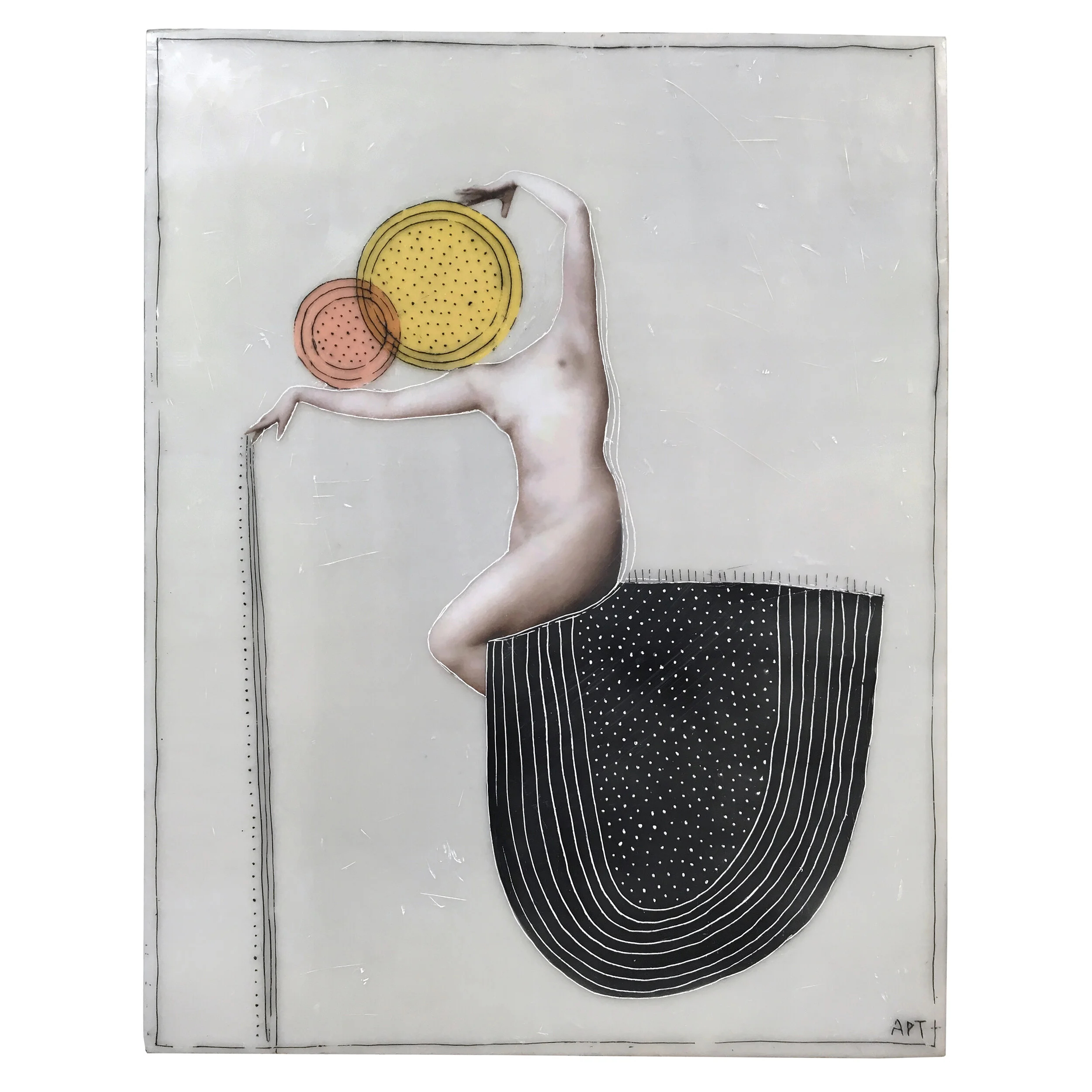 contemporary mixed media collage art encaustic vintage photographs female figures by contemporary emerging Vermont-based artist athena petra tasiopoulos