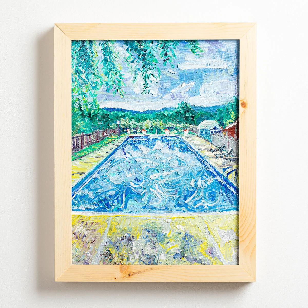 Plein Air Contemporary Impressionist Landscape Paintings in Oil by Brooklyn Artist Charlie Hudson of Swimming Pool