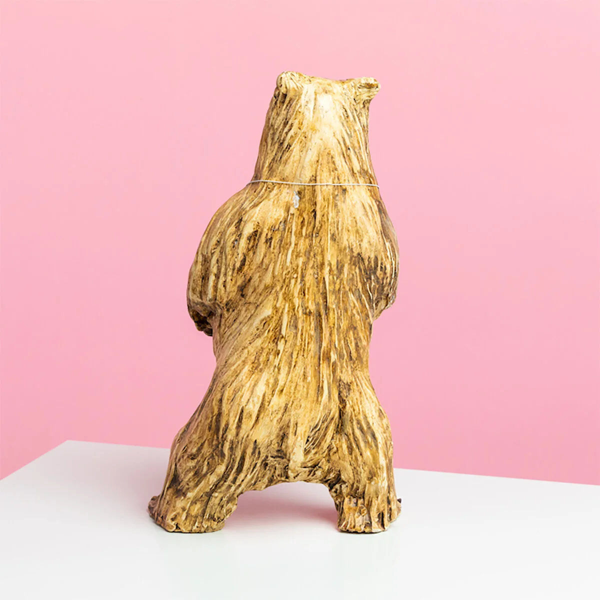 Surreal Humorous Original Hand-built Ceramic Mixed Media Sculpture of Bear Assimilating by Burlington-Based Ceramicist Jennifer McCandless