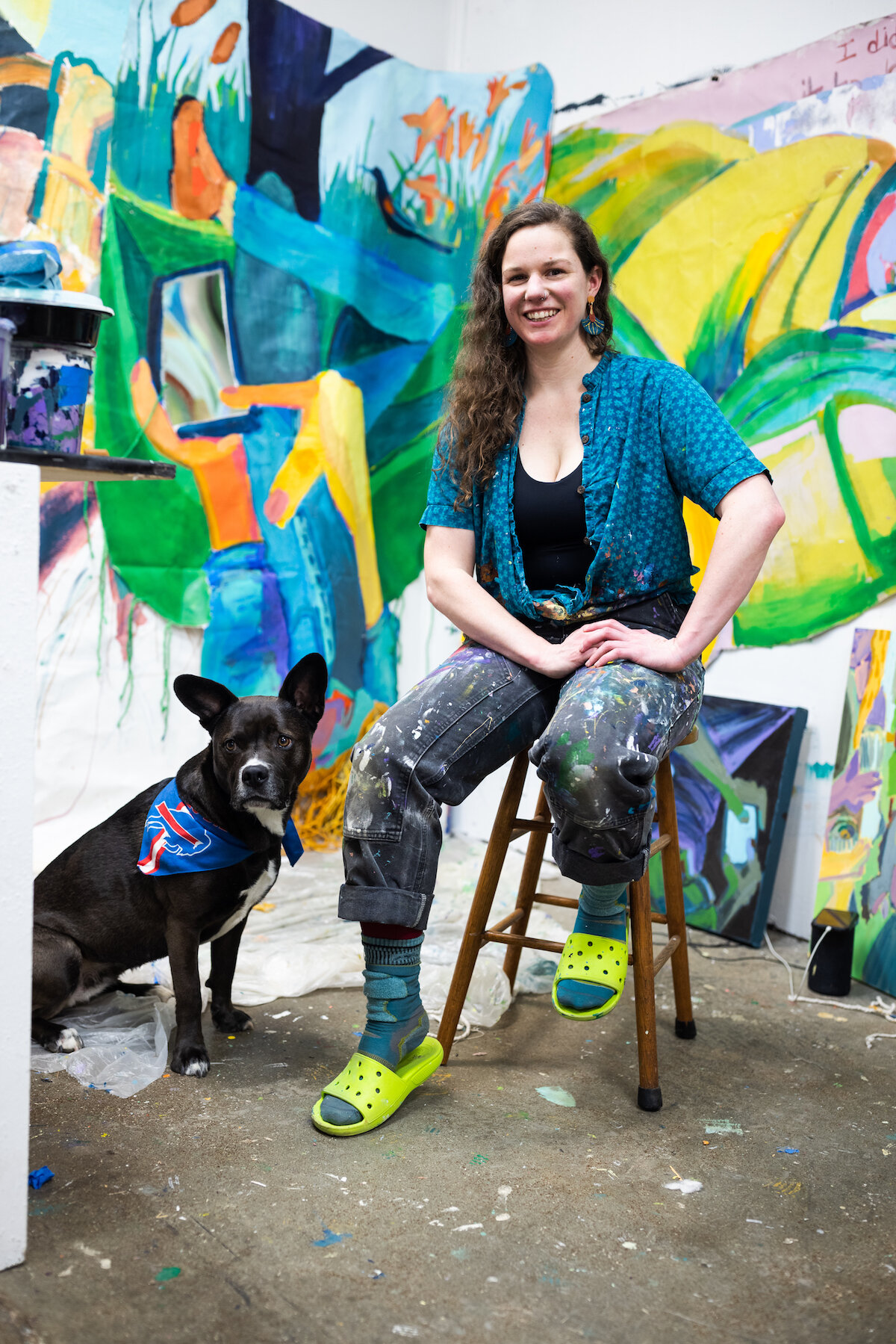 Soapbox Arts portraits in the artist's studio of Corrine Yonce, Burlington-based figurative abstract painter