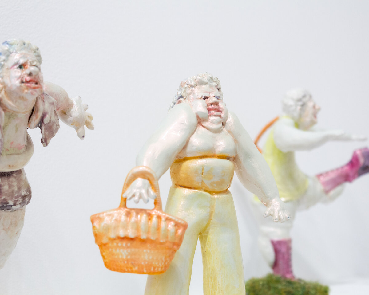 Installation image of Jennifer McCandless' solo exhibition of ceramic sculptures in Soapbox Arts Gallery