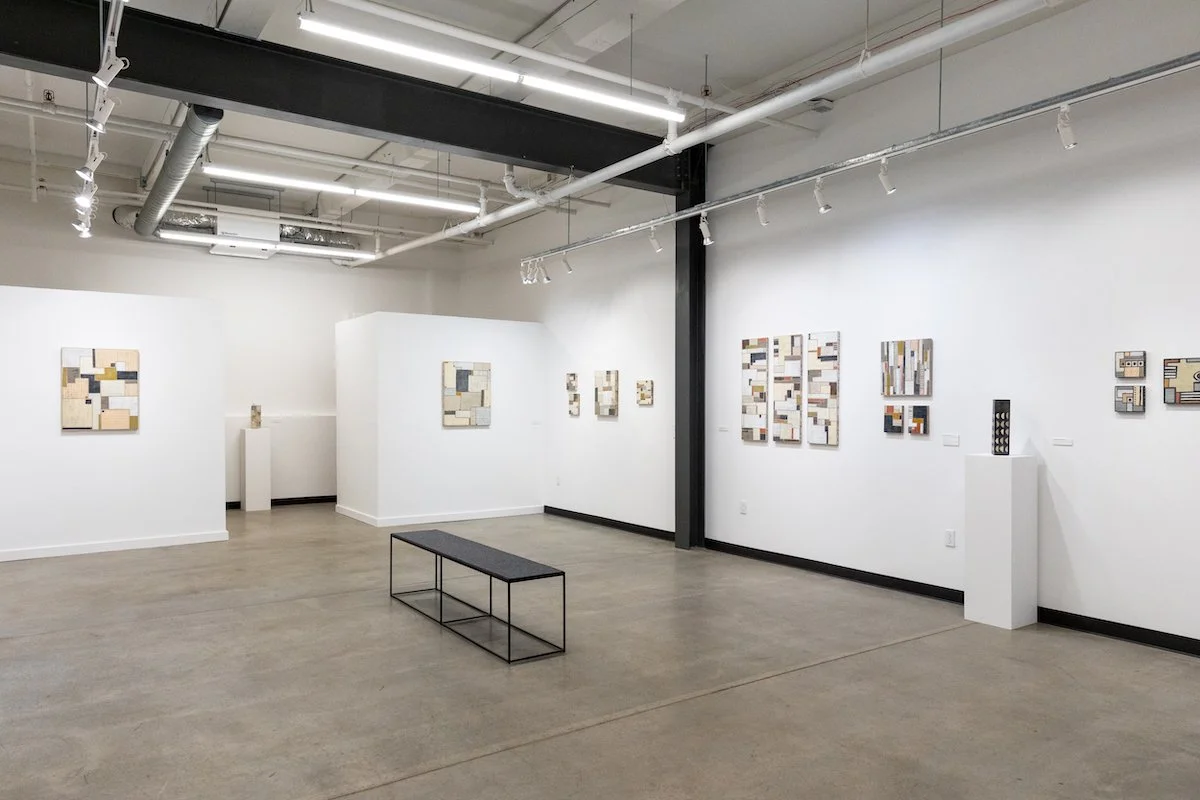 Art Gallery Installation View of Athena Petra Tasiopoulos' Solo Exhibition of Original Encaustic Collages at Soapbox Arts Gallery in Burlington, Vermont