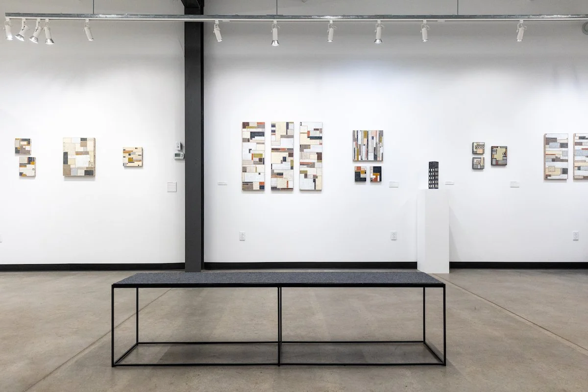 Art Gallery Installation View of Athena Petra Tasiopoulos' Solo Exhibition of Original Encaustic Collages at Soapbox Arts Gallery in Burlington, Vermont