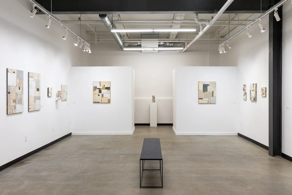 Art Gallery Installation View of Athena Petra Tasiopoulos' Solo Exhibition of Original Encaustic Collages at Soapbox Arts Gallery in Burlington, Vermont