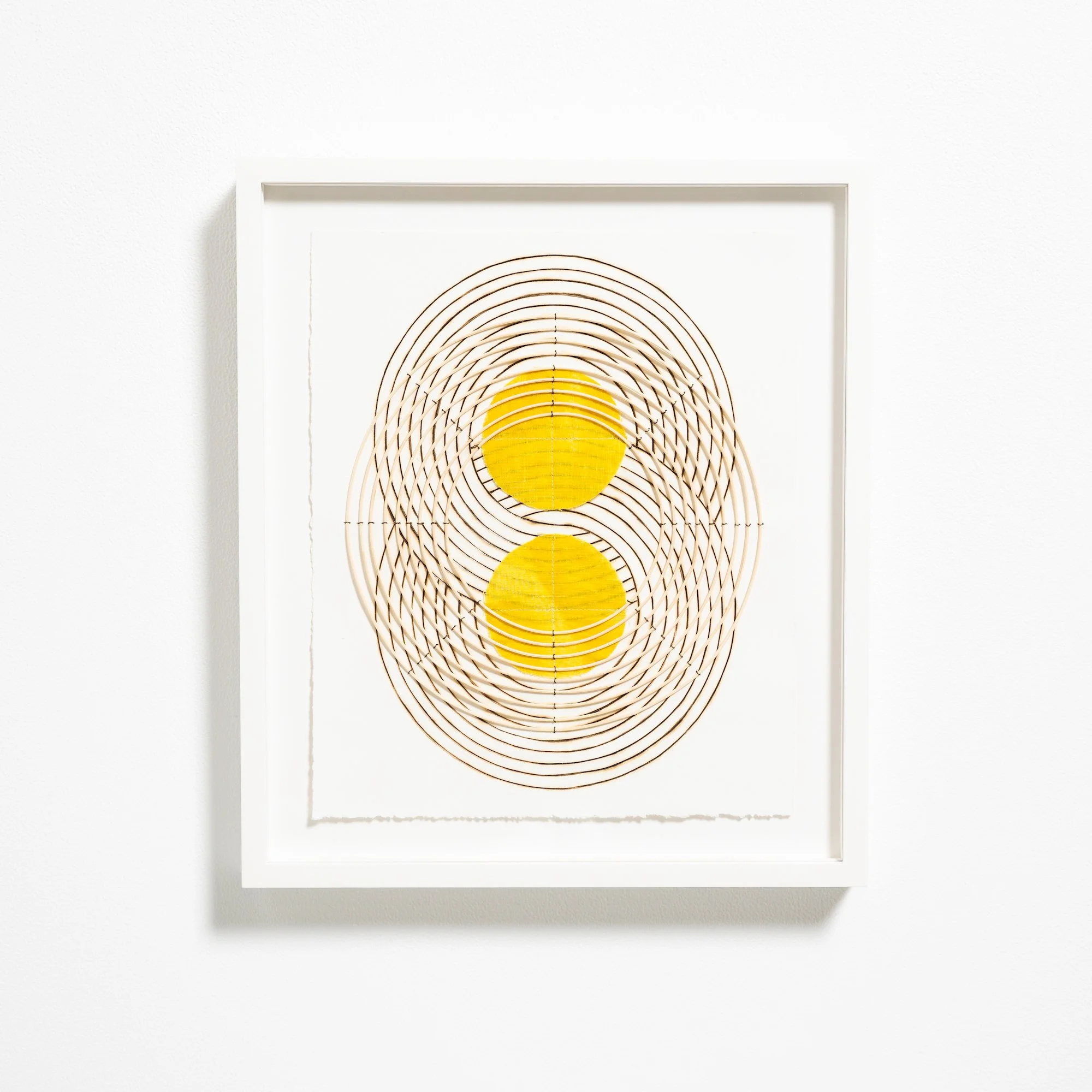 Contemporary, minimalist framed original artworks on paper with burned lines by Boston-based artist Katrine Hildebrandt-Hussey  @ Soapbox Arts Gallery