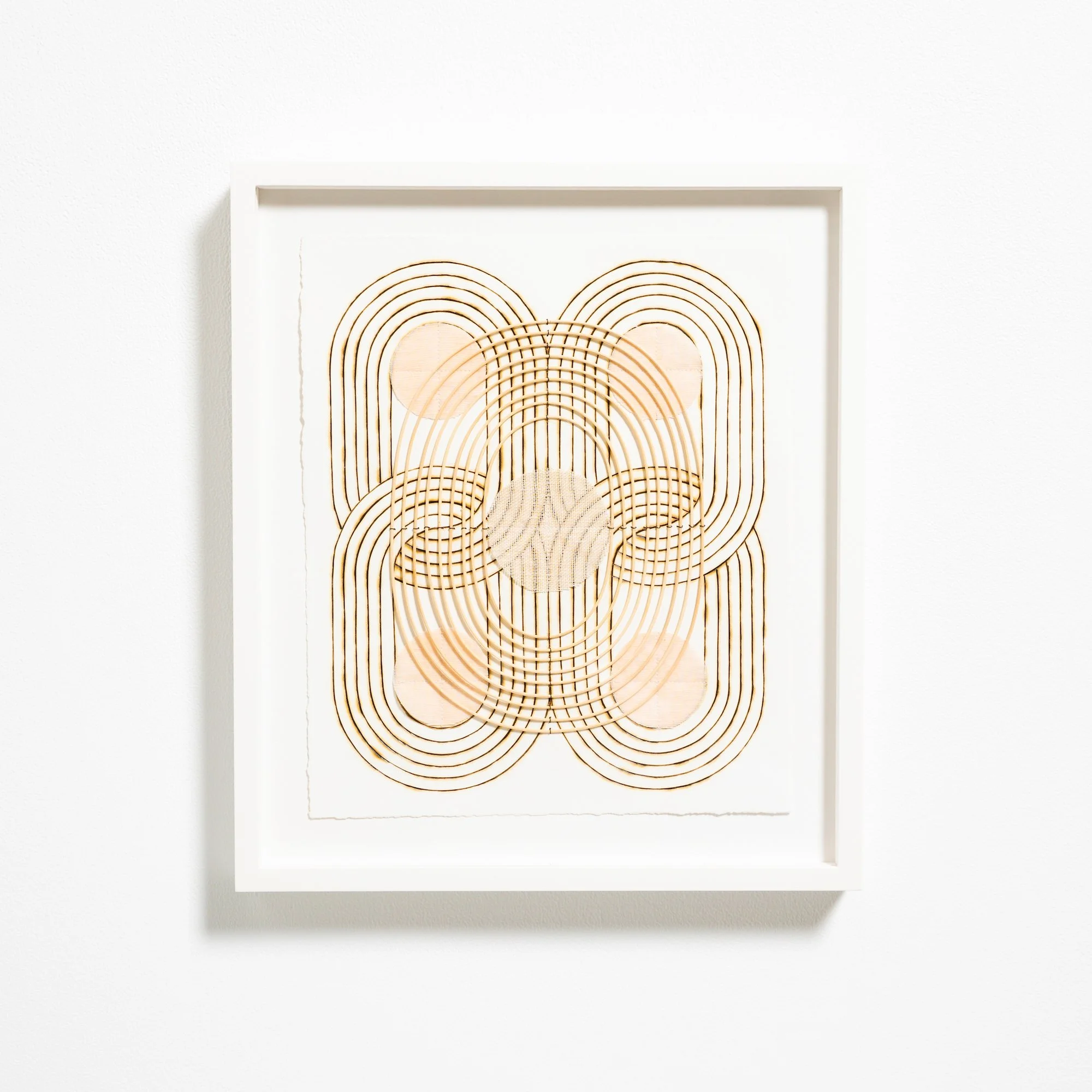 Contemporary, minimalist framed original artworks on paper with burned lines by Boston-based artist Katrine Hildebrandt-Hussey