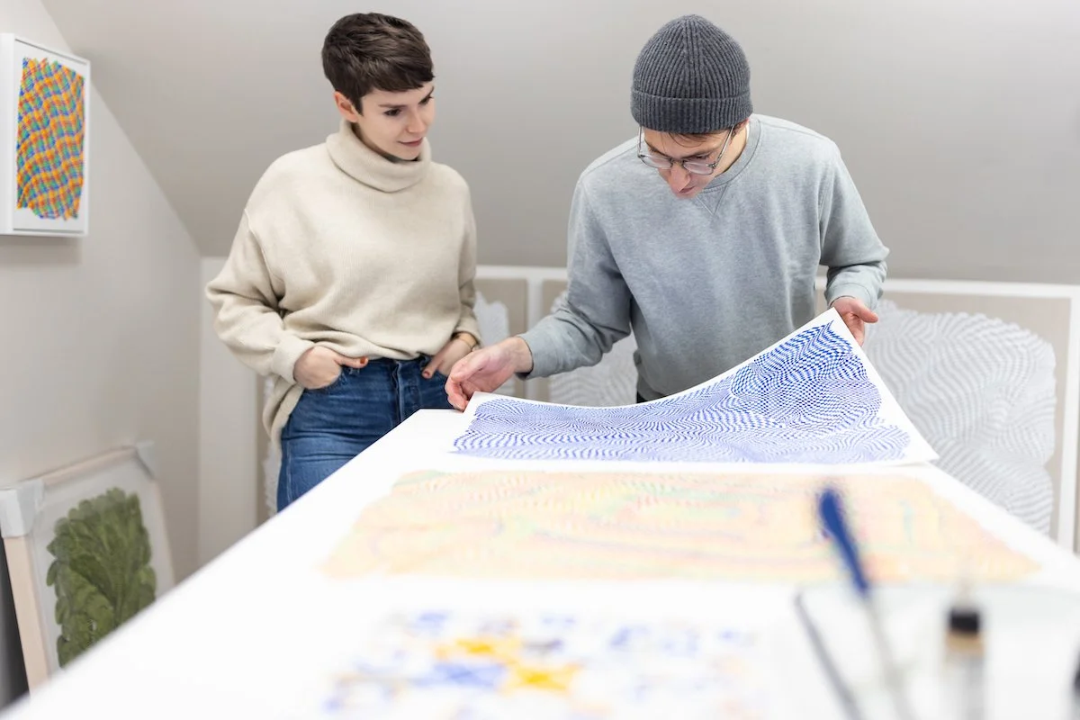 Exhibition Installation of 'Processing' featuring original works on paper by Massachusetts artist, Dana Piazza, at Soapbox Arts Gallery in Burlington, Vermont