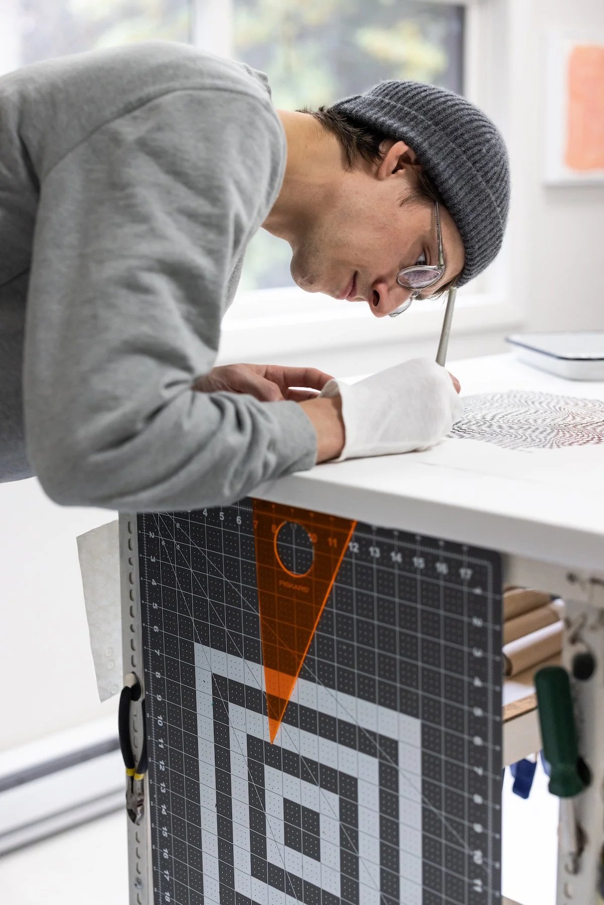 Exhibition Installation of 'Processing' featuring original works on paper by Massachusetts artist, Dana Piazza, at Soapbox Arts Gallery in Burlington, Vermont