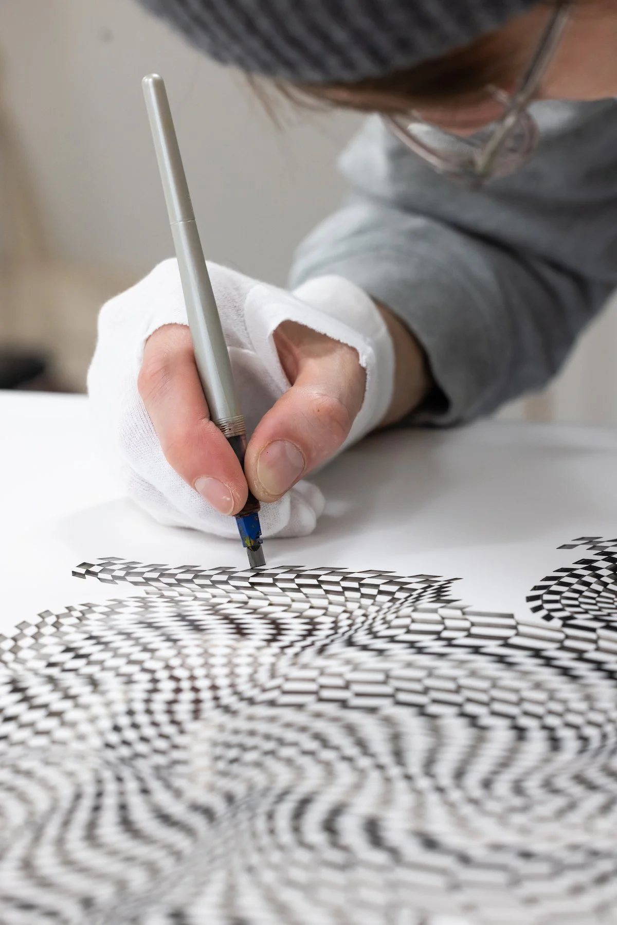 Exhibition Installation of 'Processing' featuring original works on paper by Massachusetts artist, Dana Piazza, at Soapbox Arts Gallery in Burlington, Vermont