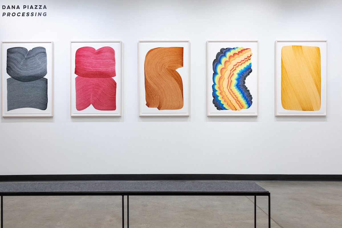 Installation of Dana Piazza's Solo Exhibition of Original Geometric Drawings, 'Processing,' at Soapbox Arts Gallery in Burlington, VT