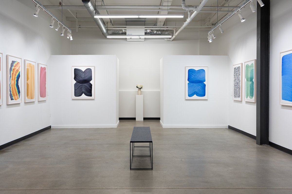 Installation of Dana Piazza's Solo Exhibition of Original Geometric Drawings, 'Processing,' at Soapbox Arts Gallery in Burlington, VT