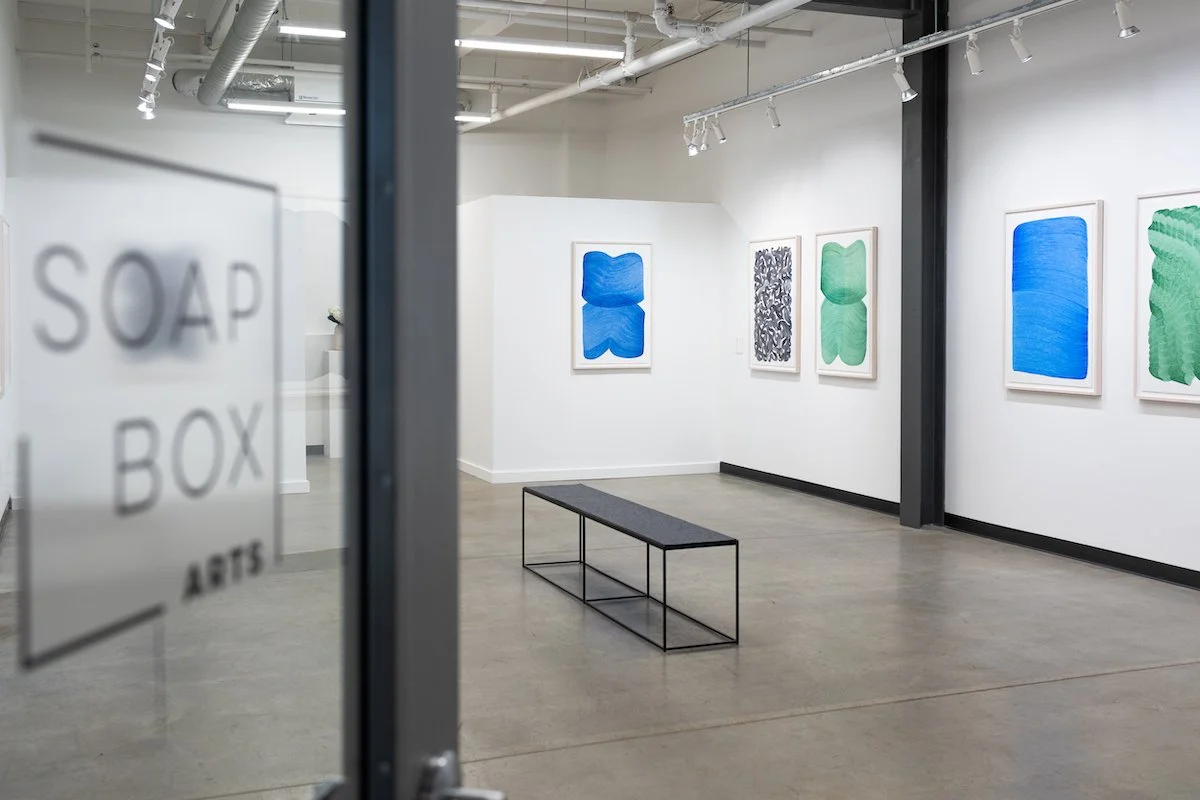 Installation of Dana Piazza's Solo Exhibition of Original Geometric Drawings, 'Processing,' at Soapbox Arts Gallery in Burlington, VT