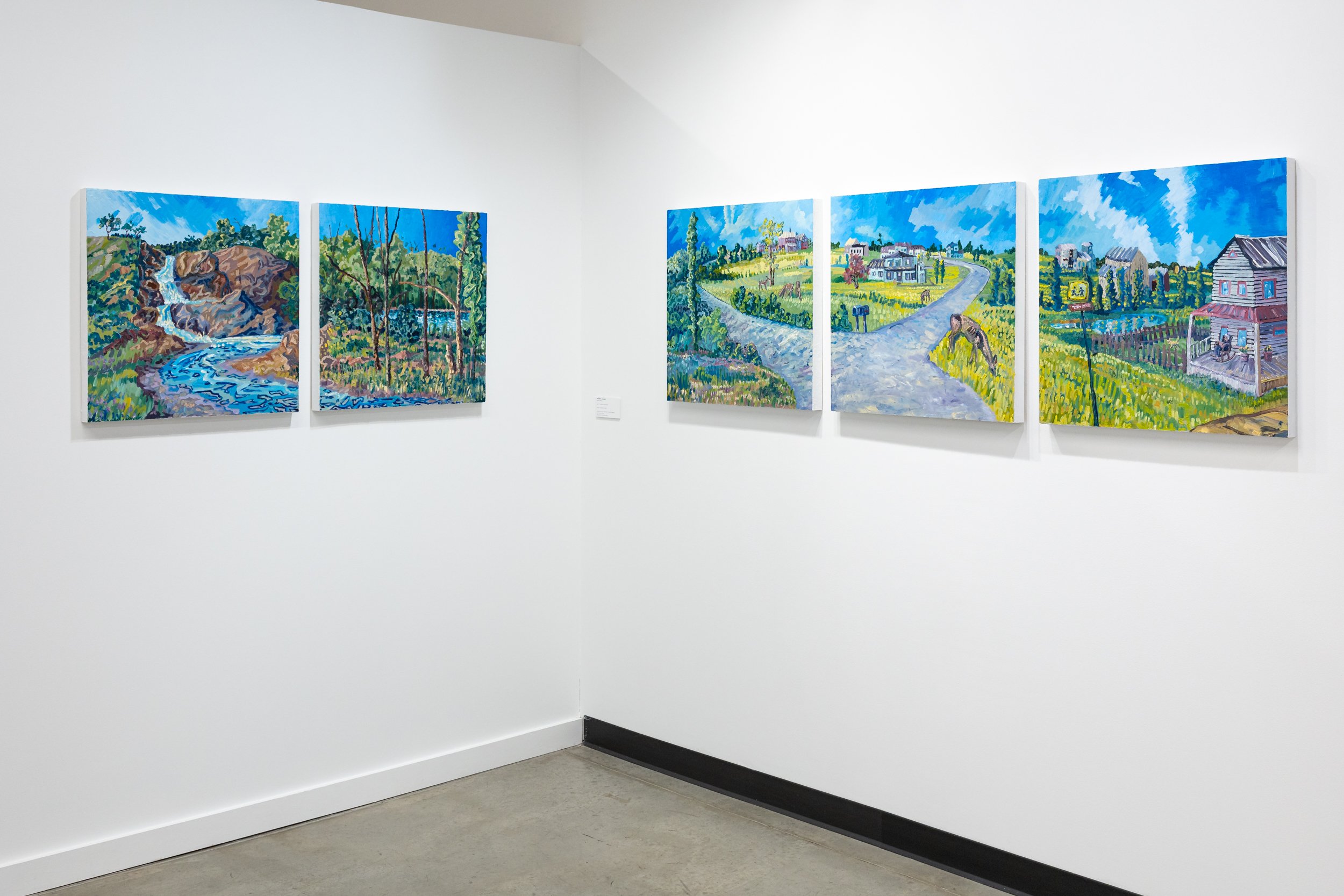 "A Place I Go" Landscape Painting Exhibition Installation by Charlie Hudson @ Soapbox Arts Gallery in Burlington, Vermont