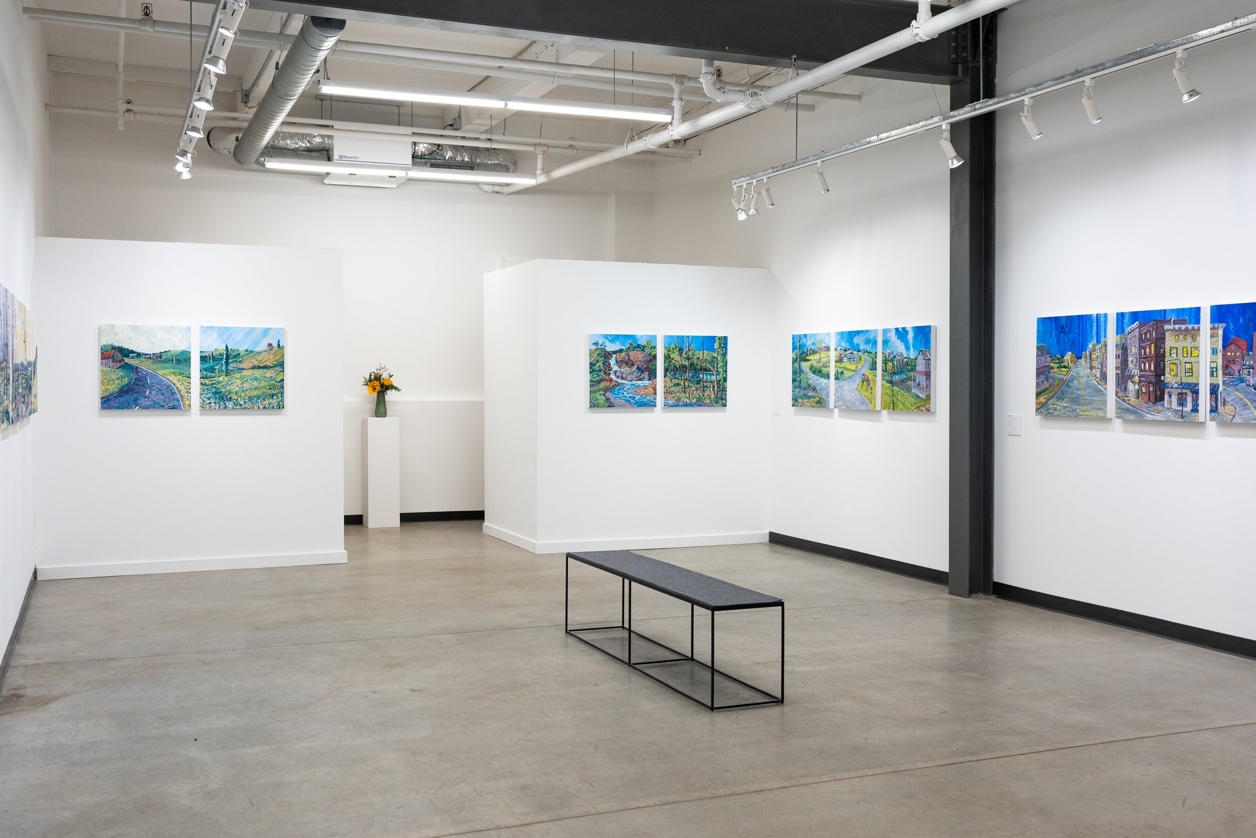 "A Place I Go" Landscape Painting Exhibition Installation by Charlie Hudson @ Soapbox Arts Gallery in Burlington, Vermont