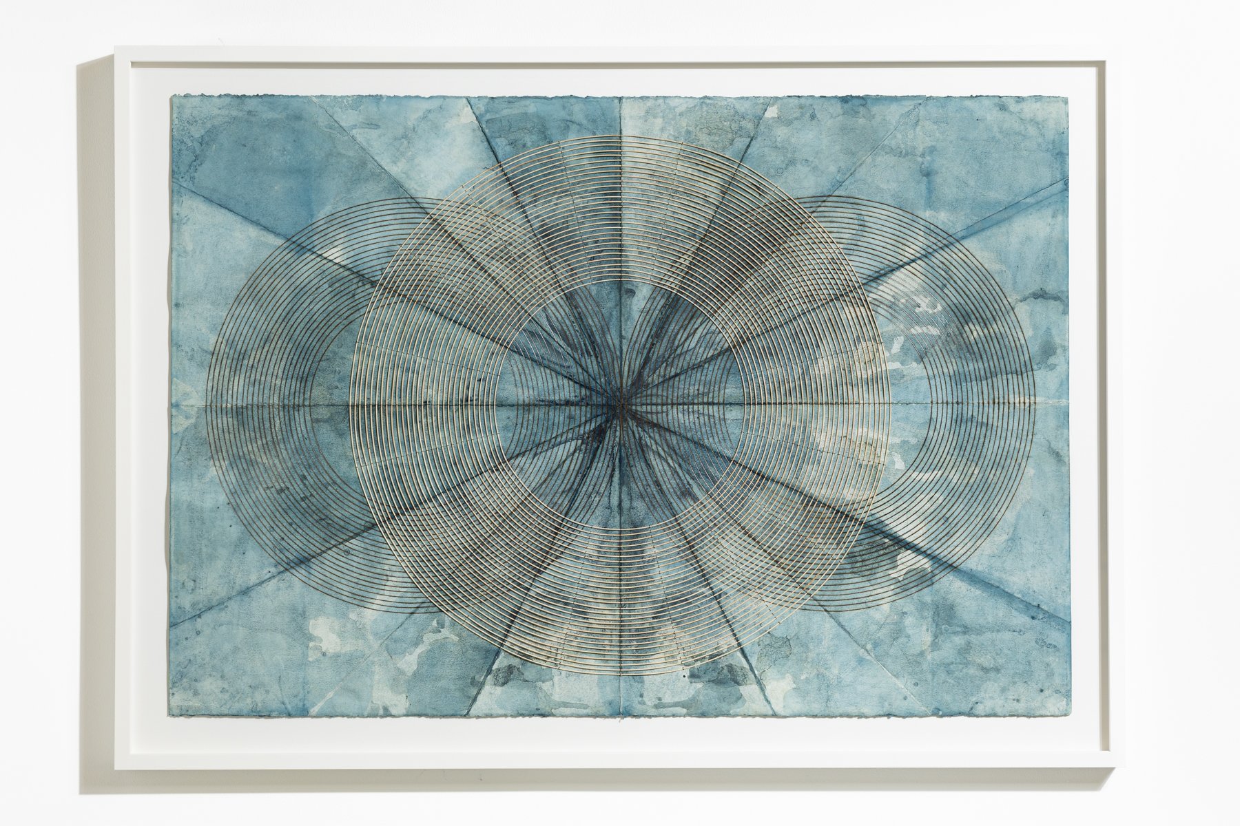 "Reflected Ripples" Geometric Art with Burned Lines and Dyed Reeds on Paper by Katrine Hildebrandt-Hussey @ Soapbox Arts Gallery, Burlington, VT