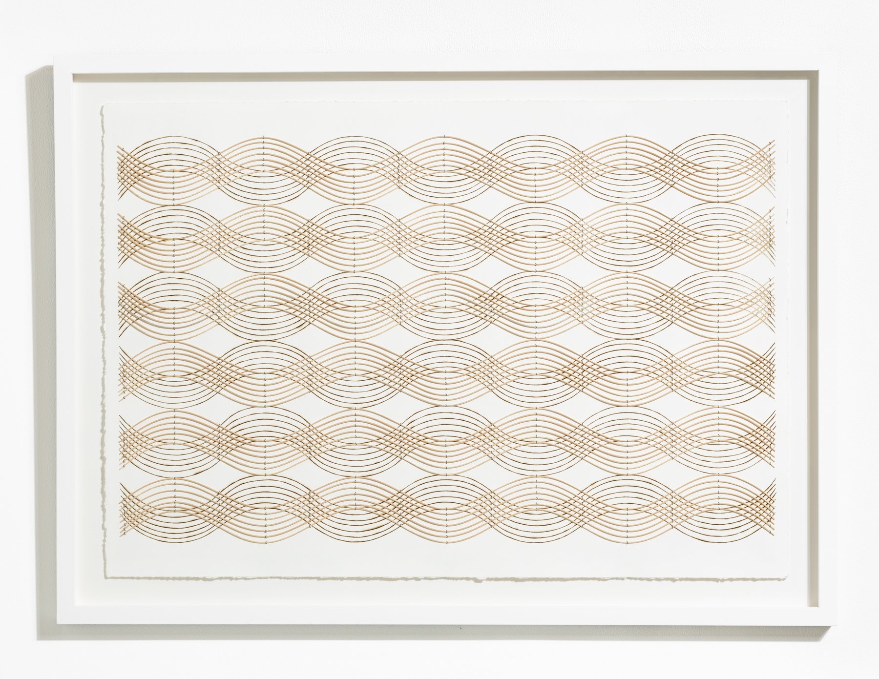 "Surface Tension" Geometric Art with Burned Lines and Dyed Reeds on Paper by Katrine Hildebrandt-Hussey @ Soapbox Arts Gallery, Burlington, VT 