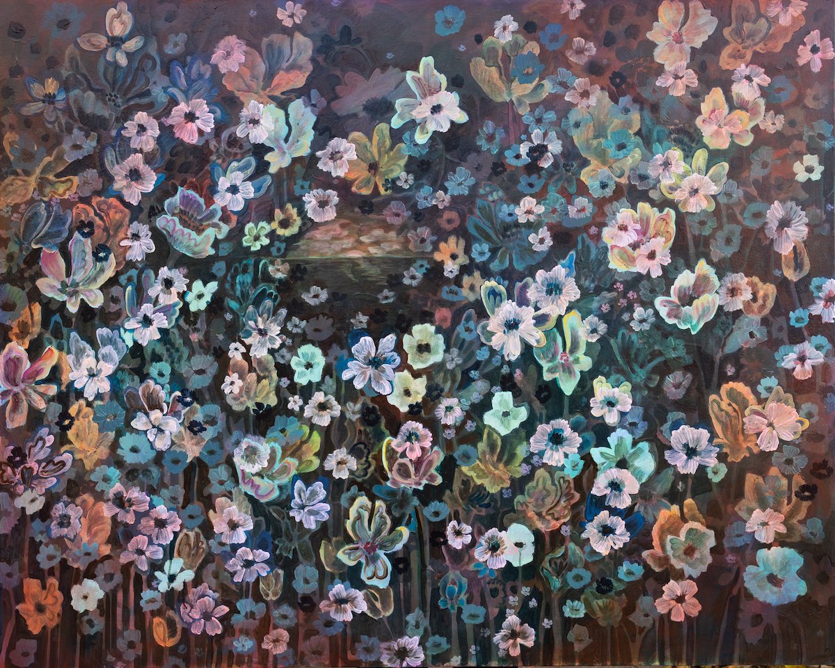 'Through A Space In the Garden Bough...' Original Floral Painting by Wylie Garcia Available at Soapbox Arts Gallery in Burlington, Vermont