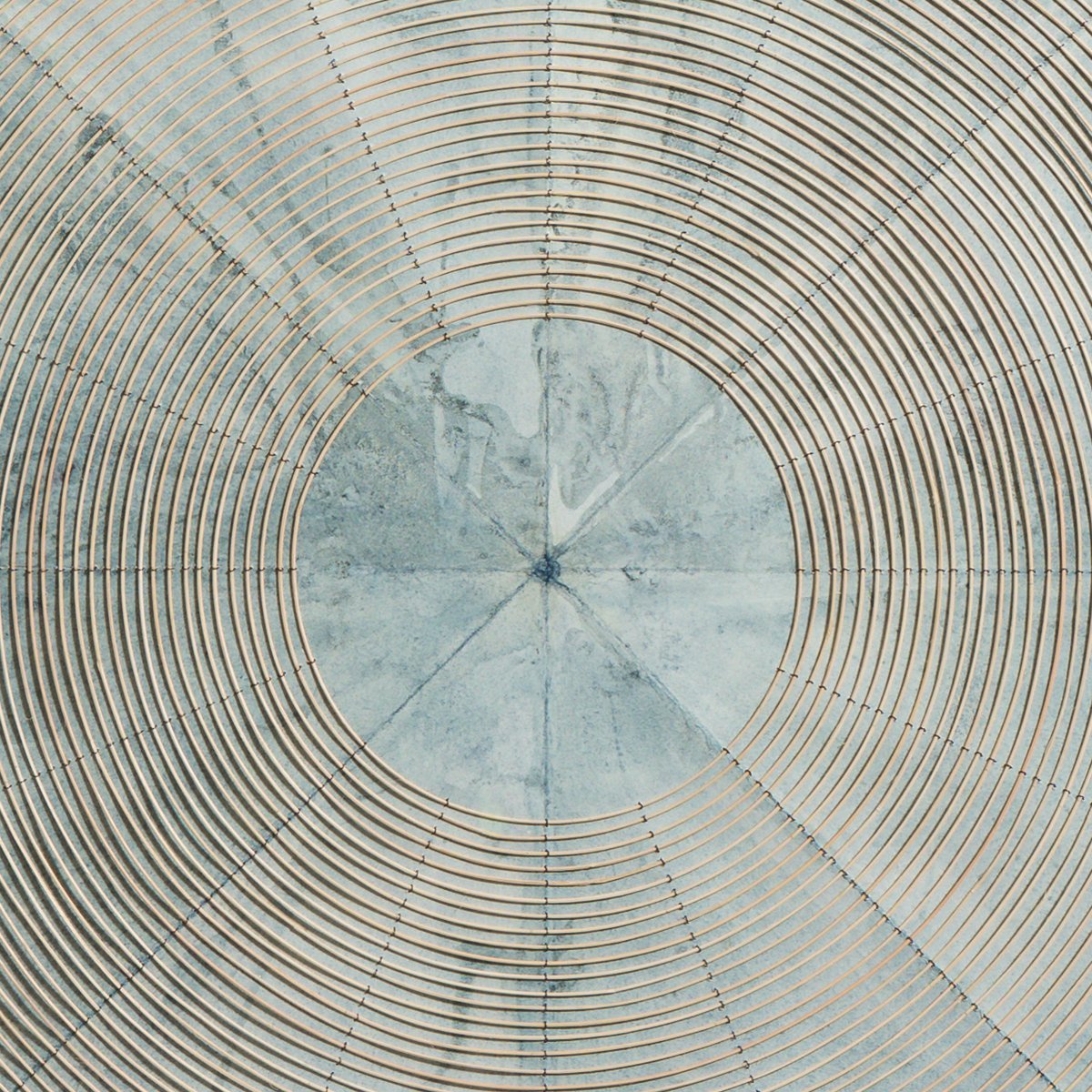 "Blue Ripple" Geometric Art with Reeds on Paper by Katrine Hildebrandt-Hussey @ Soapbox Arts Gallery, Burlington, VT 