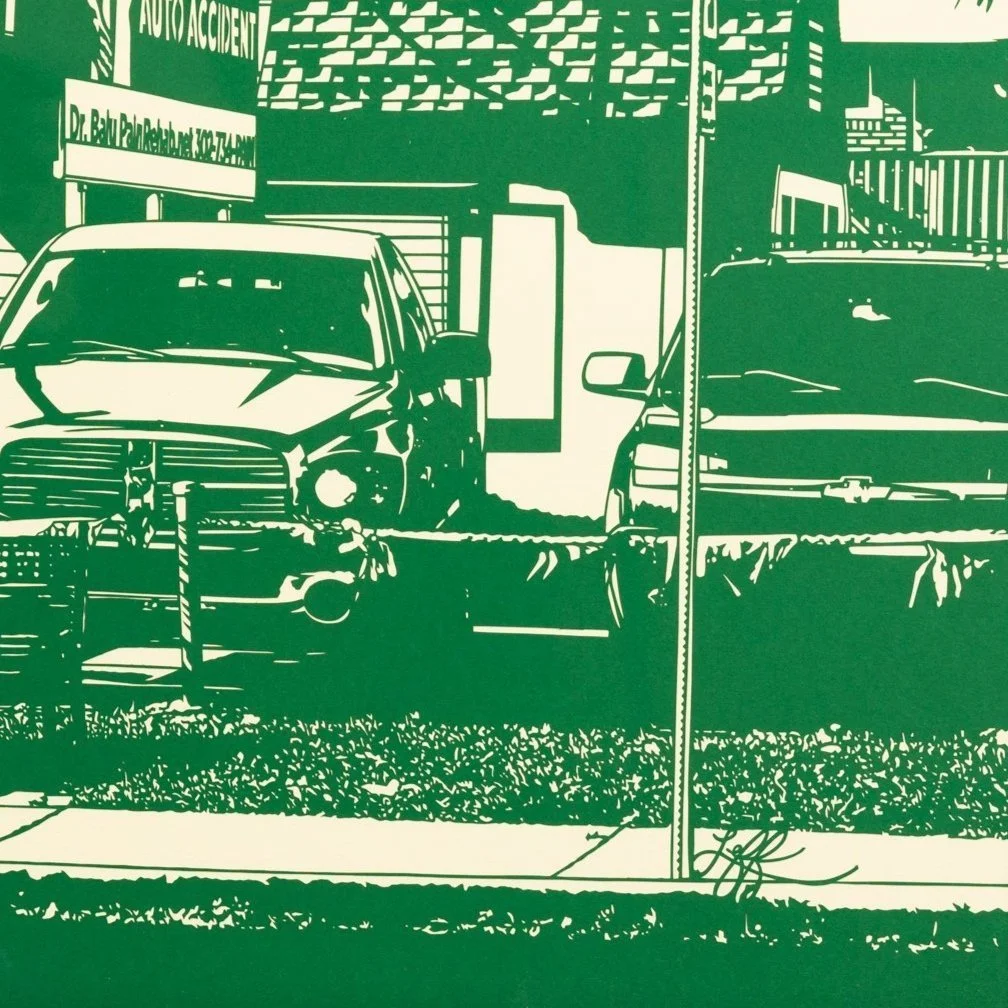 hand cut paper of urban scenes and cityscapes by Rosa Leff for Soapbox Arts Gallery in Burlington, Vermont