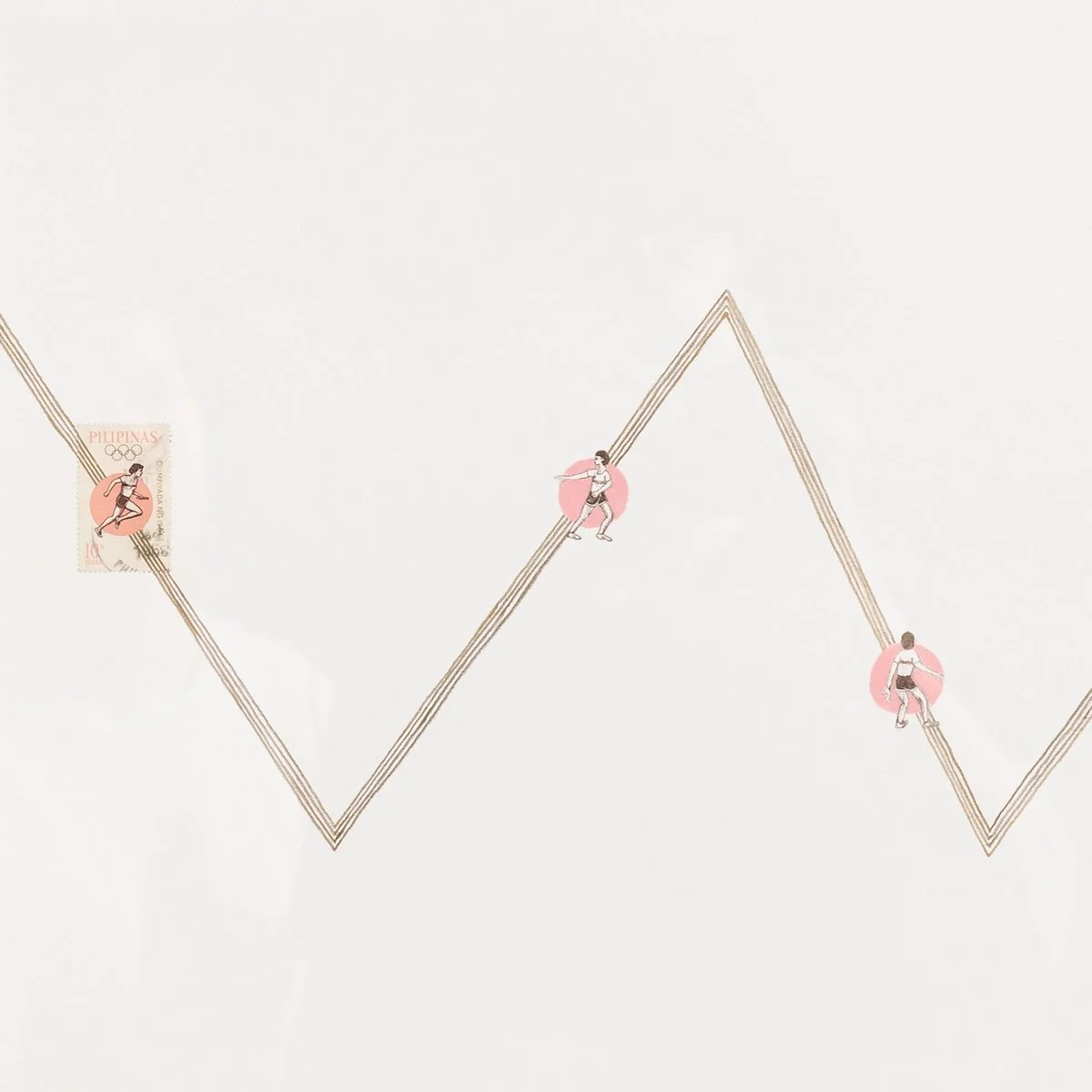 Original drawing in colored pencil inspired by vintage postage stamp of an ice cream cart vendor by NY-based artist, Andrea Moreau, available @ Soapbox Arts Gallery in Burlington, Vermont