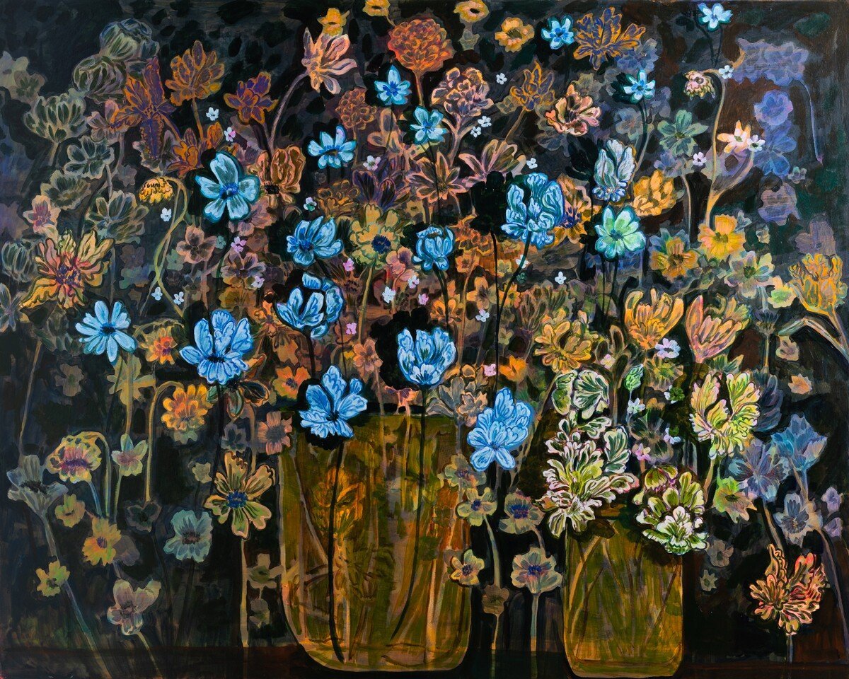 'Flowers Dressed in Blue...' Original Floral Painting by Wylie Garcia Available at Soapbox Arts Gallery in Burlington, Vermont